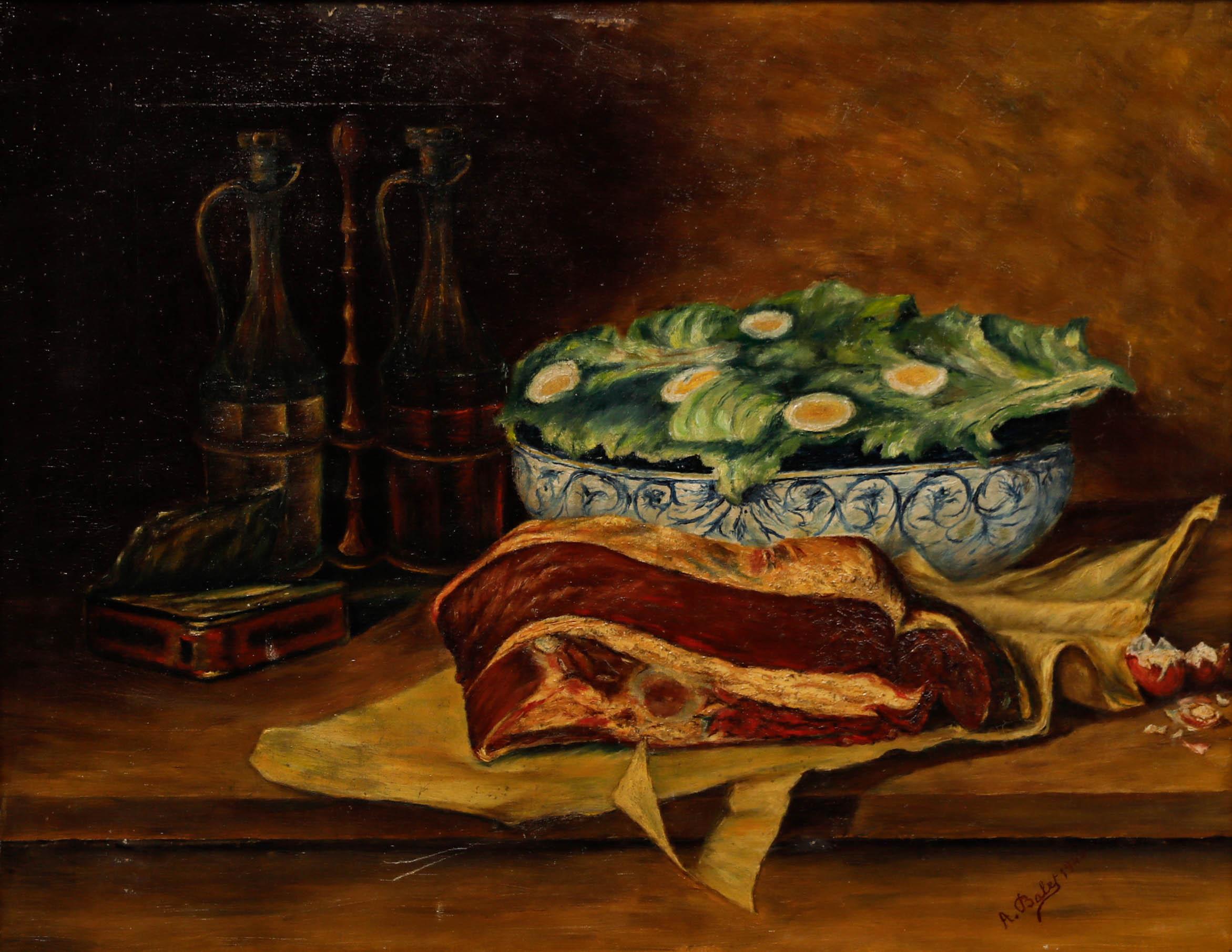 A. Balet - 1944 Olio, Preparazione della cena - Painting di Unknown