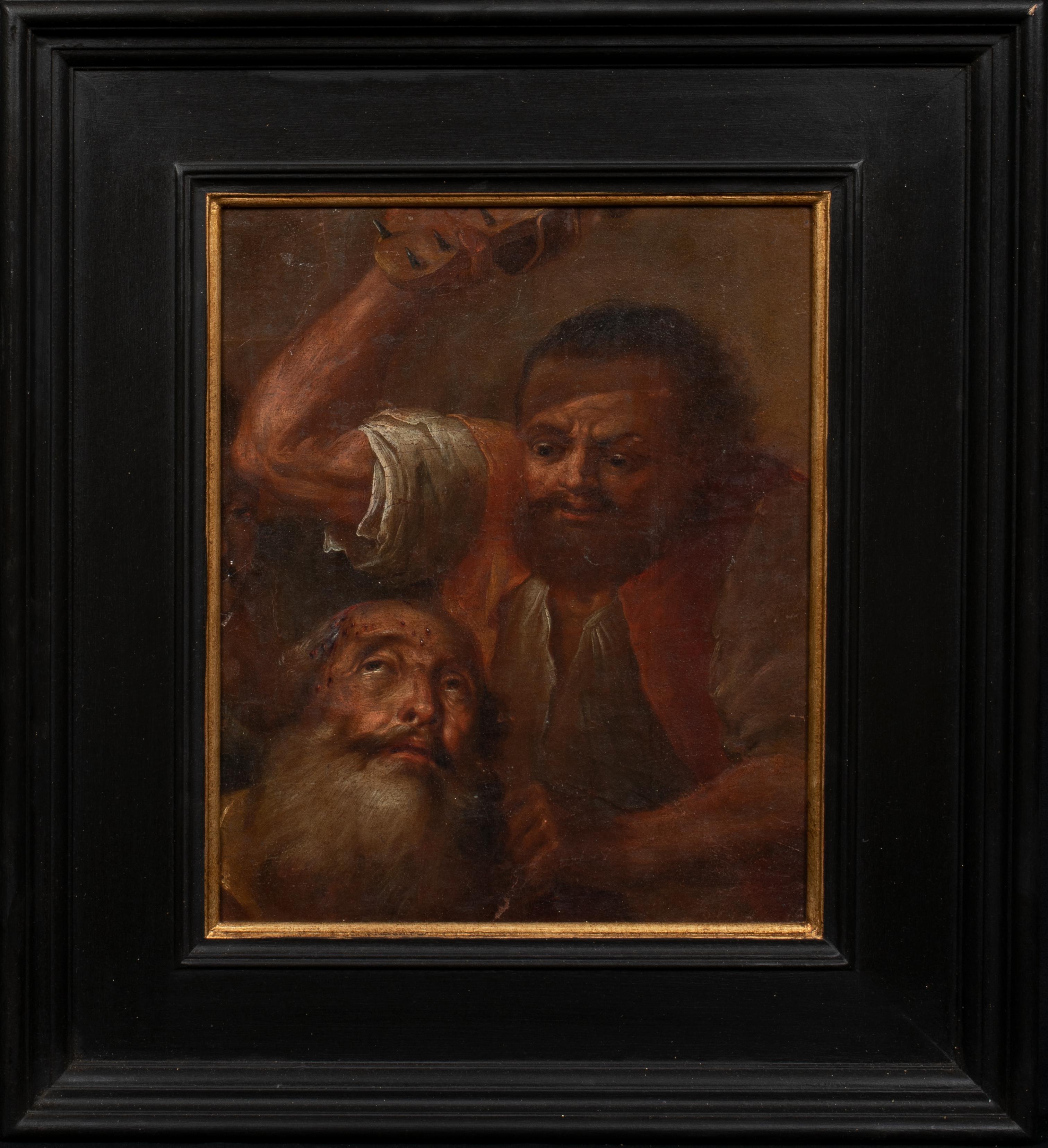 Un homme barbu torsadé Torturé par une sandale à pointes, 17ème siècle  - Painting de Unknown