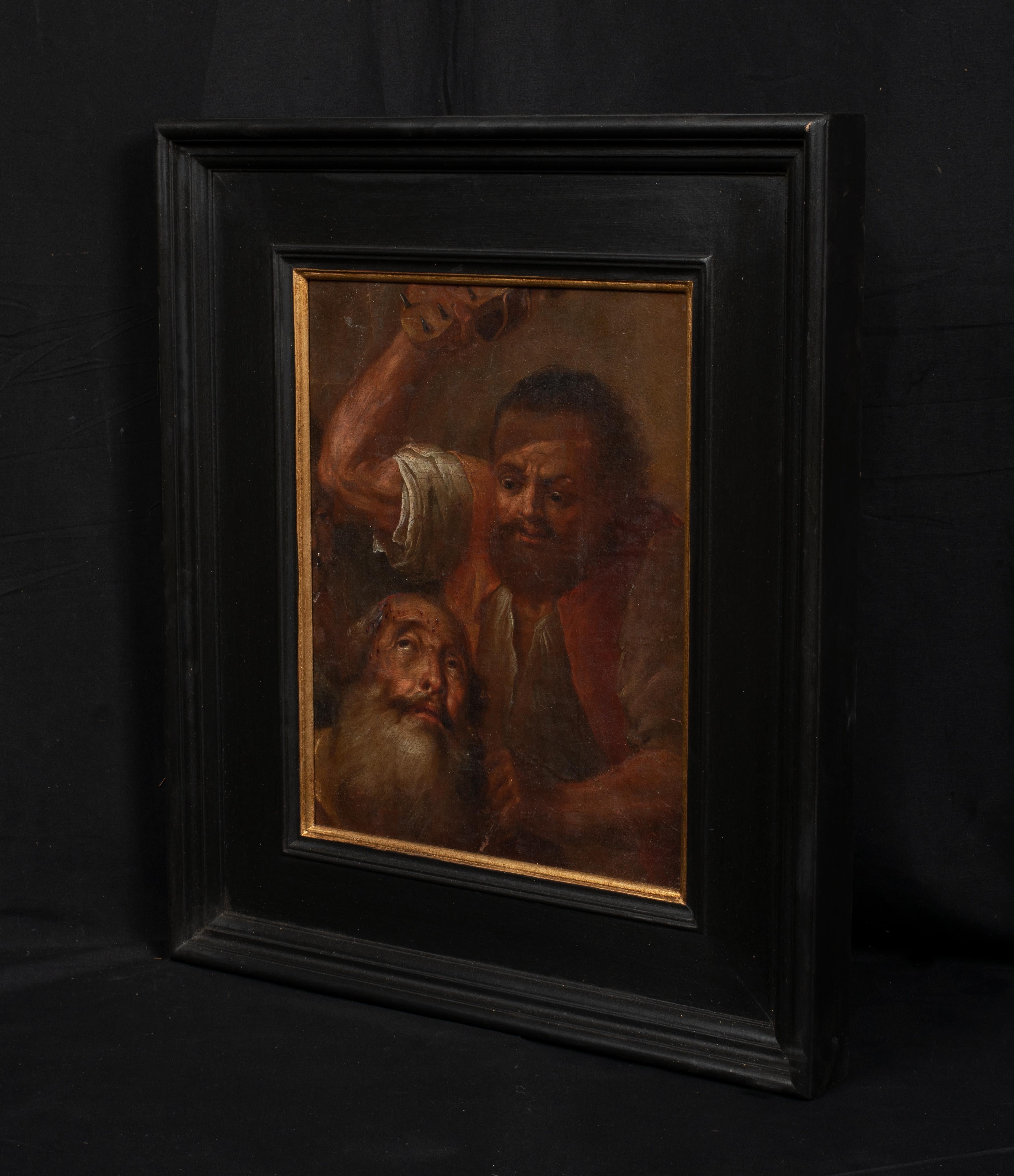 Un homme barbu torsadé Torturé par une sandale à pointes, 17ème siècle  en vente 1