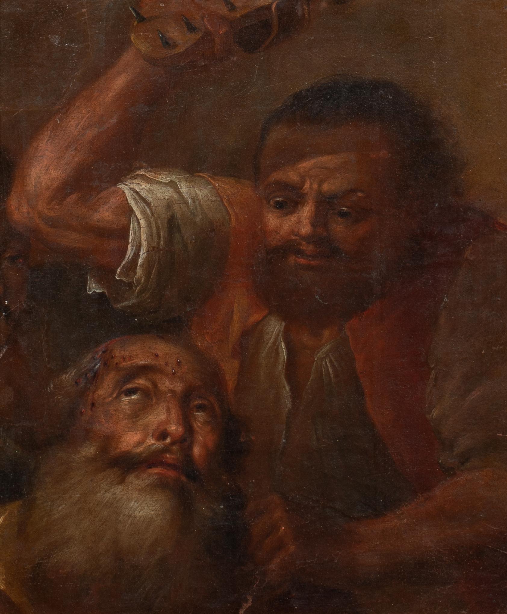 Portrait Painting Unknown - Un homme barbu torsadé Torturé par une sandale à pointes, 17ème siècle 
