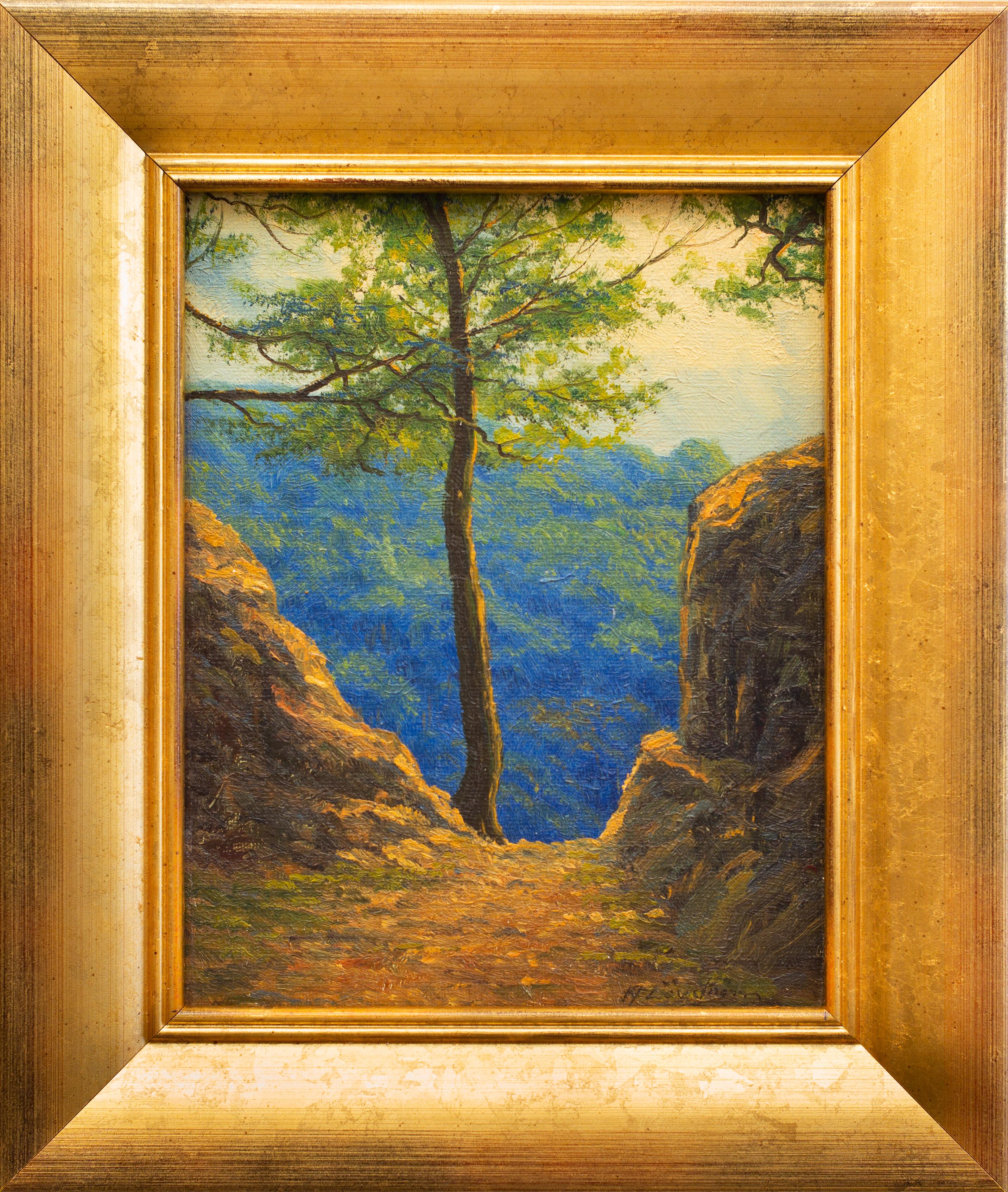 A Beautiful View at the End of the Road, c. 1940-50, Oil Painting on Canvas 