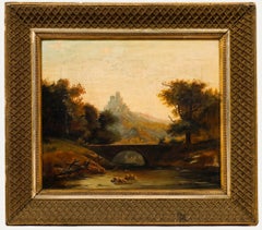 A. Beisker - Gerahmtes Öl von 1898, Brücke bei Sonnenuntergang