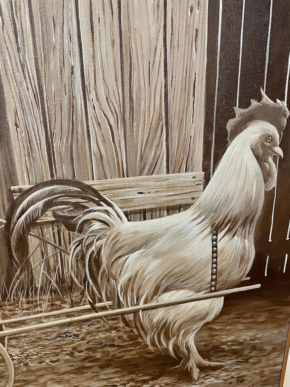Un garçon et son coq - Réalisme Painting par Unknown