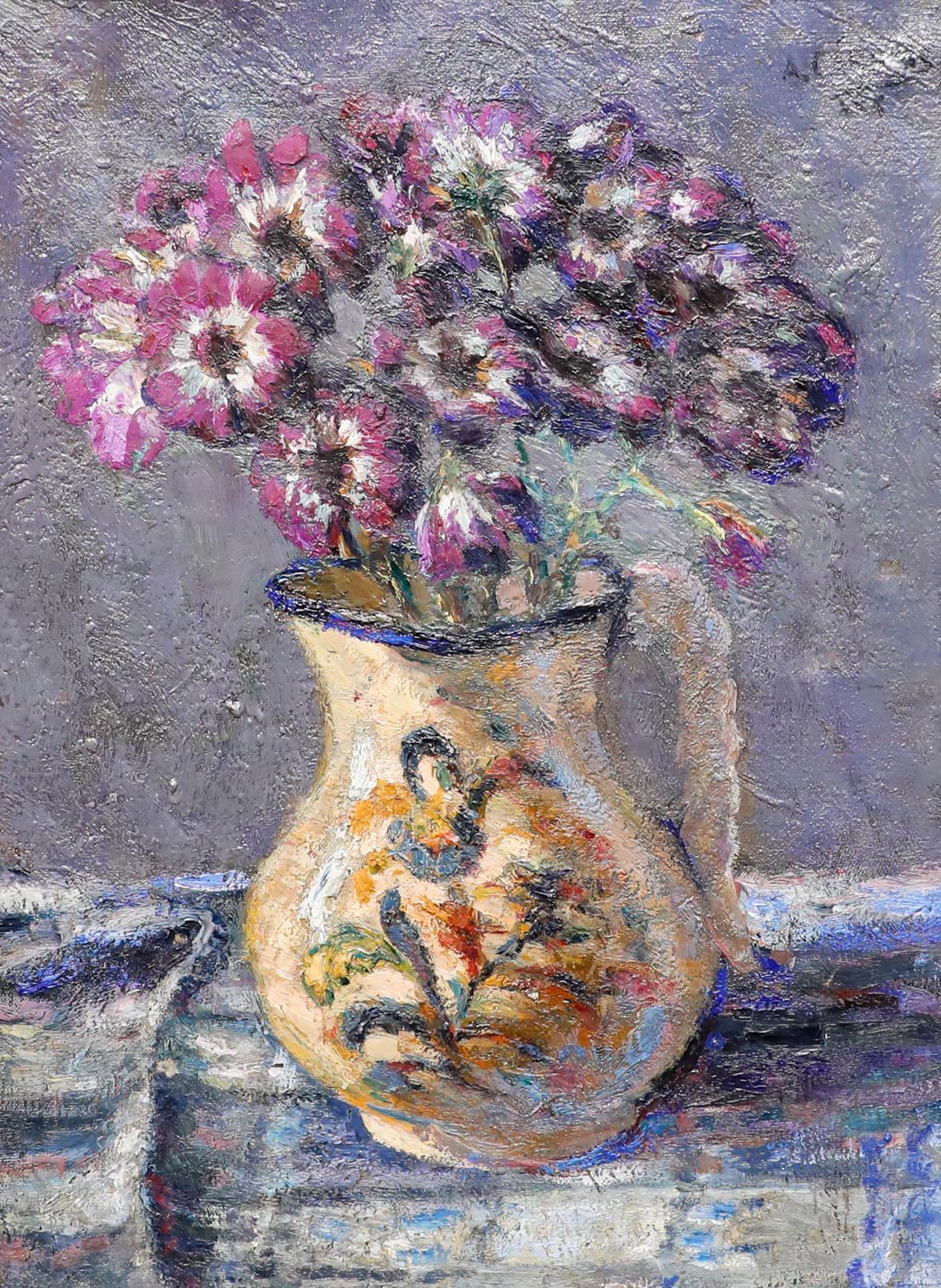 A. Canovas - 1930 Huile, Anémone pourpre - Painting de Unknown