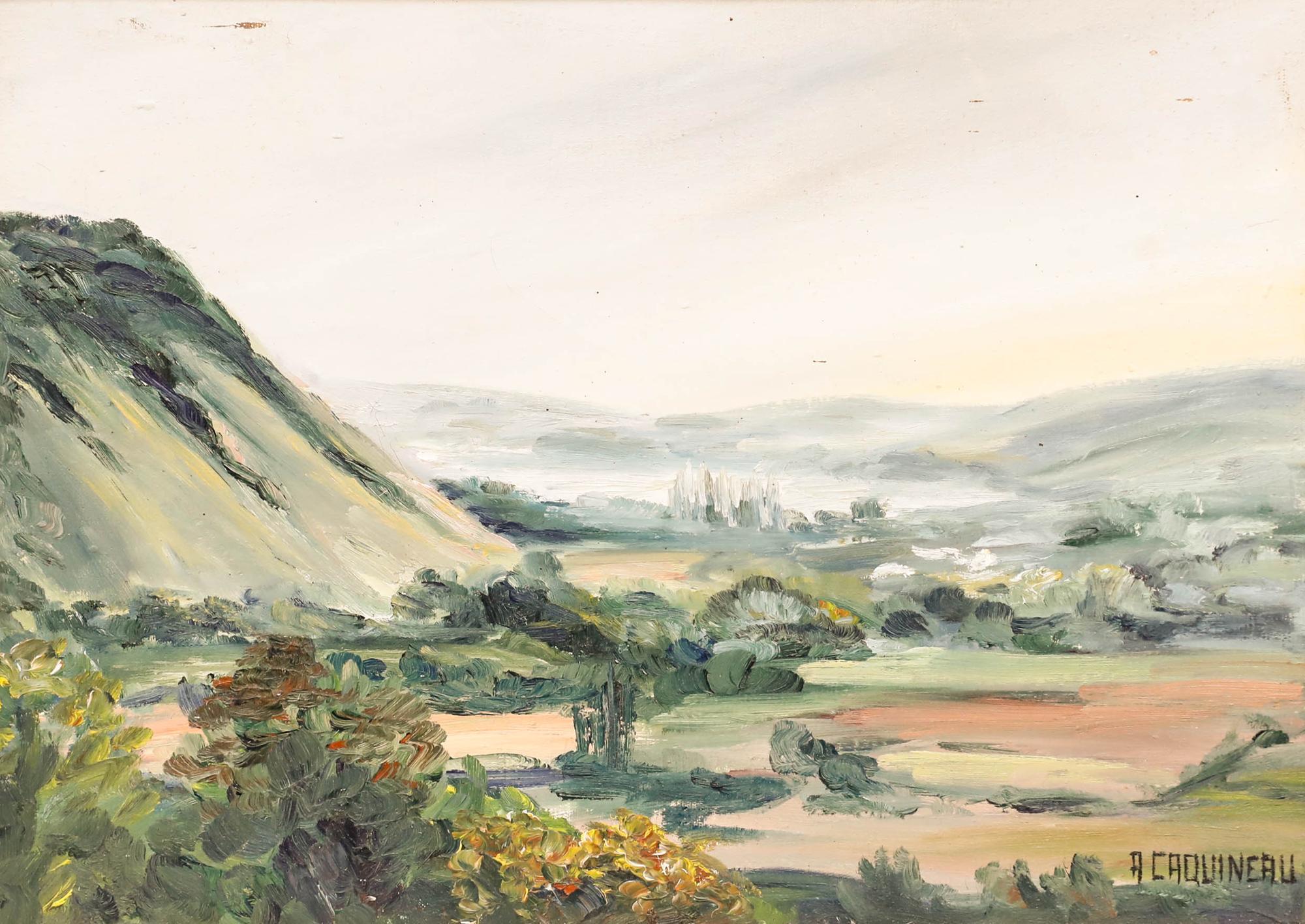 A. Caquineau - Mid 20th Century Oil, A View of the Country - Painting by Unknown