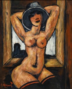 A. Chamant - French School 20th Century Oil, Nude with Hat