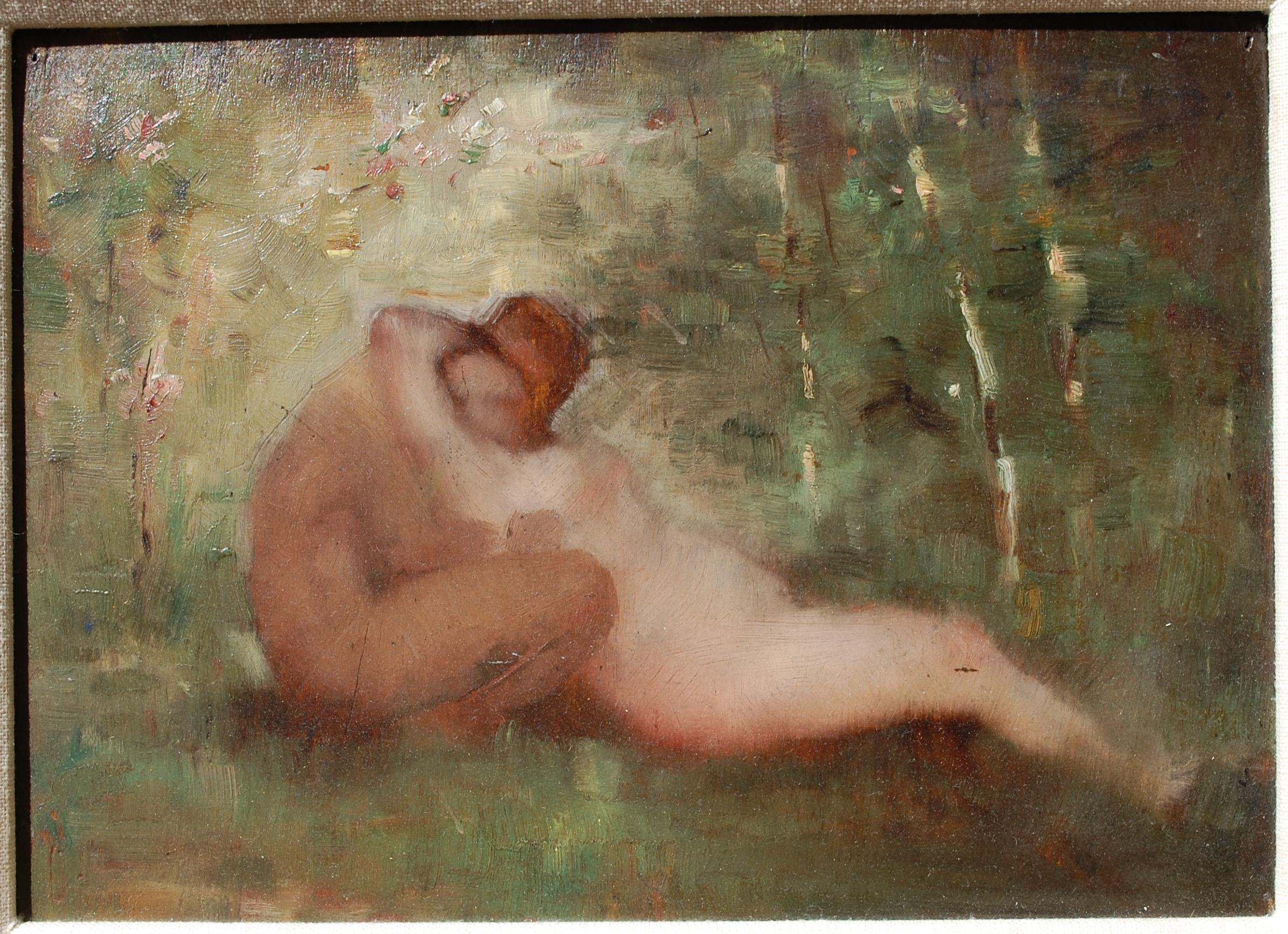 Una pareja abrazando figuras desnudas en el paisaje en venta 2