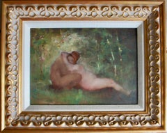 A Couple Embracing Nude Figures In The Landscape