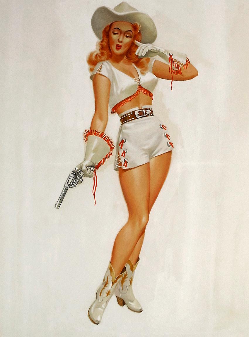 Unknown Portrait Painting - A Cowgirl Shooter