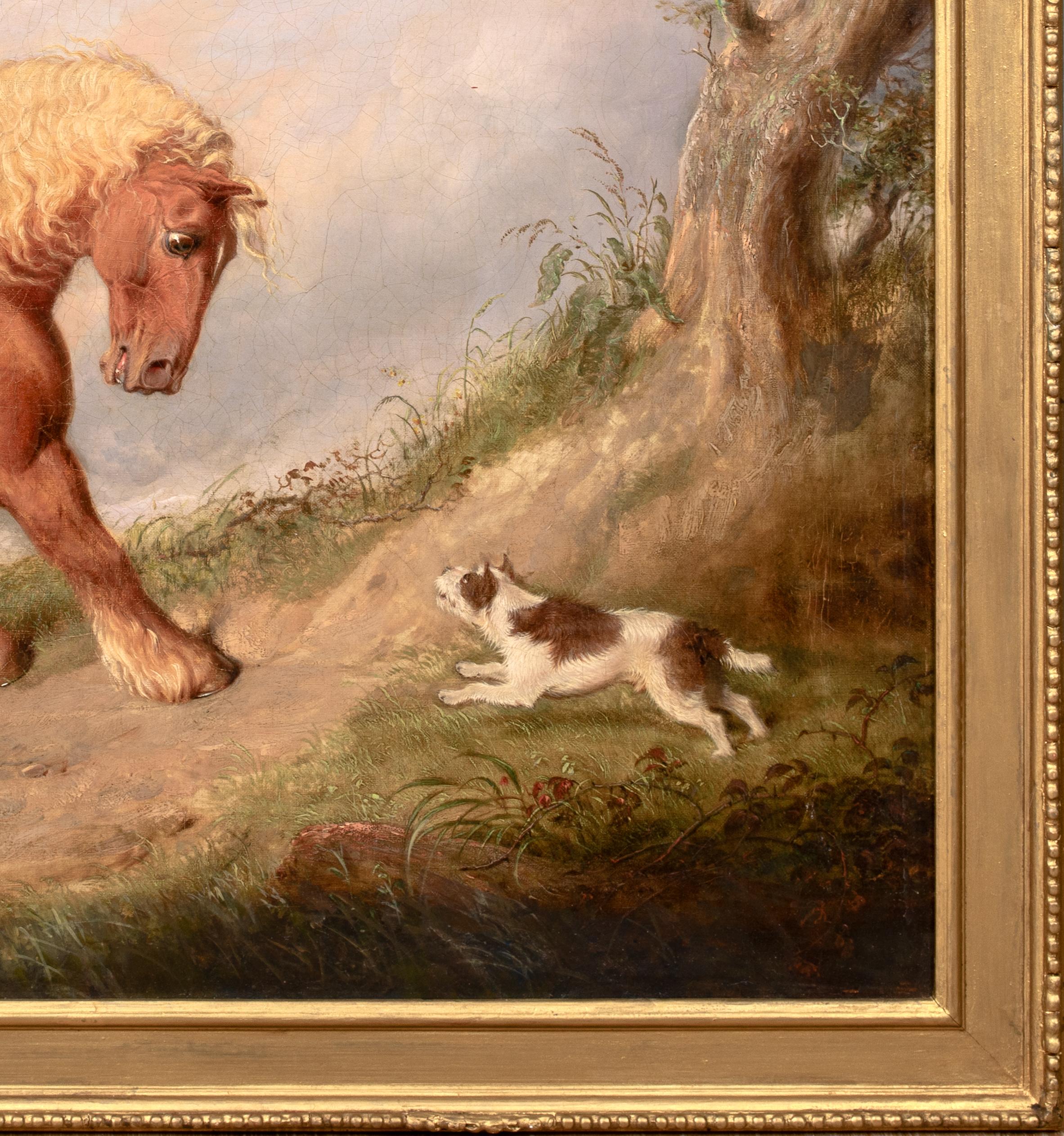 A Curios Encounter, Shire Horse & Terrier, circa 1800

School Of George STUBBS (1725-1806)

Large circa 1800 English scene of a Shire horse and a small terrier in an open country landscape, oil on canvas. Excellent quality and condition encounter