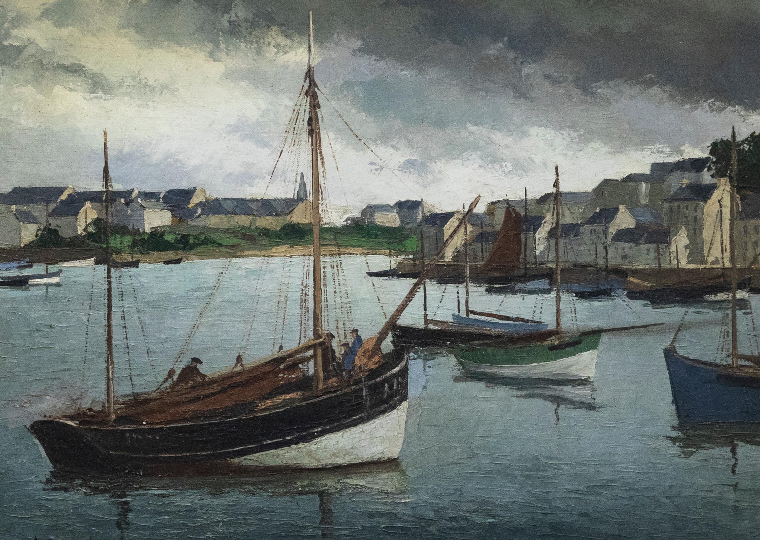 A. Dupont  - Early 20th Century Oil, French Harbour - Painting by Unknown