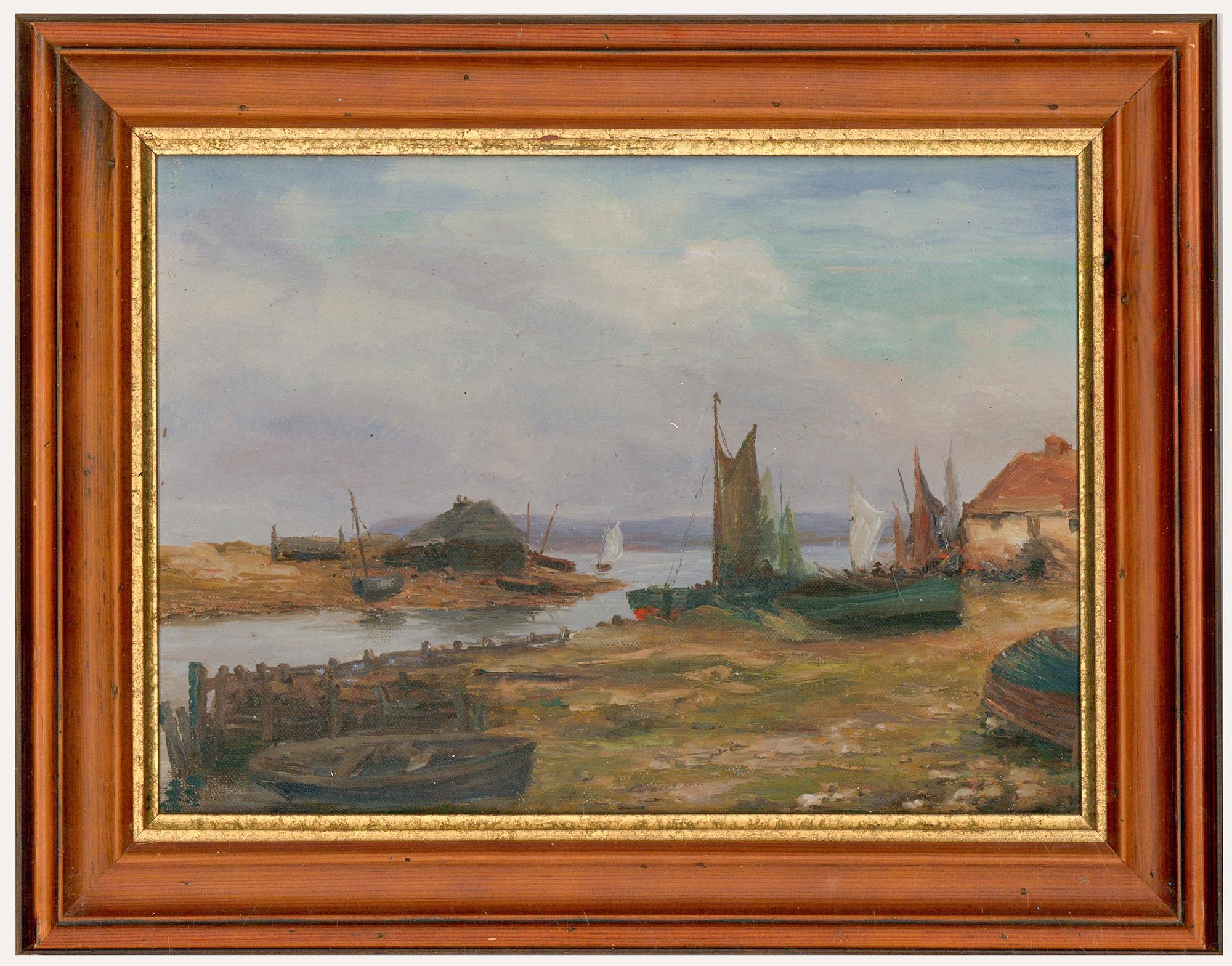 Unknown Figurative Painting - A E Scott - Framed Early 20th Century Oil, Mudeford