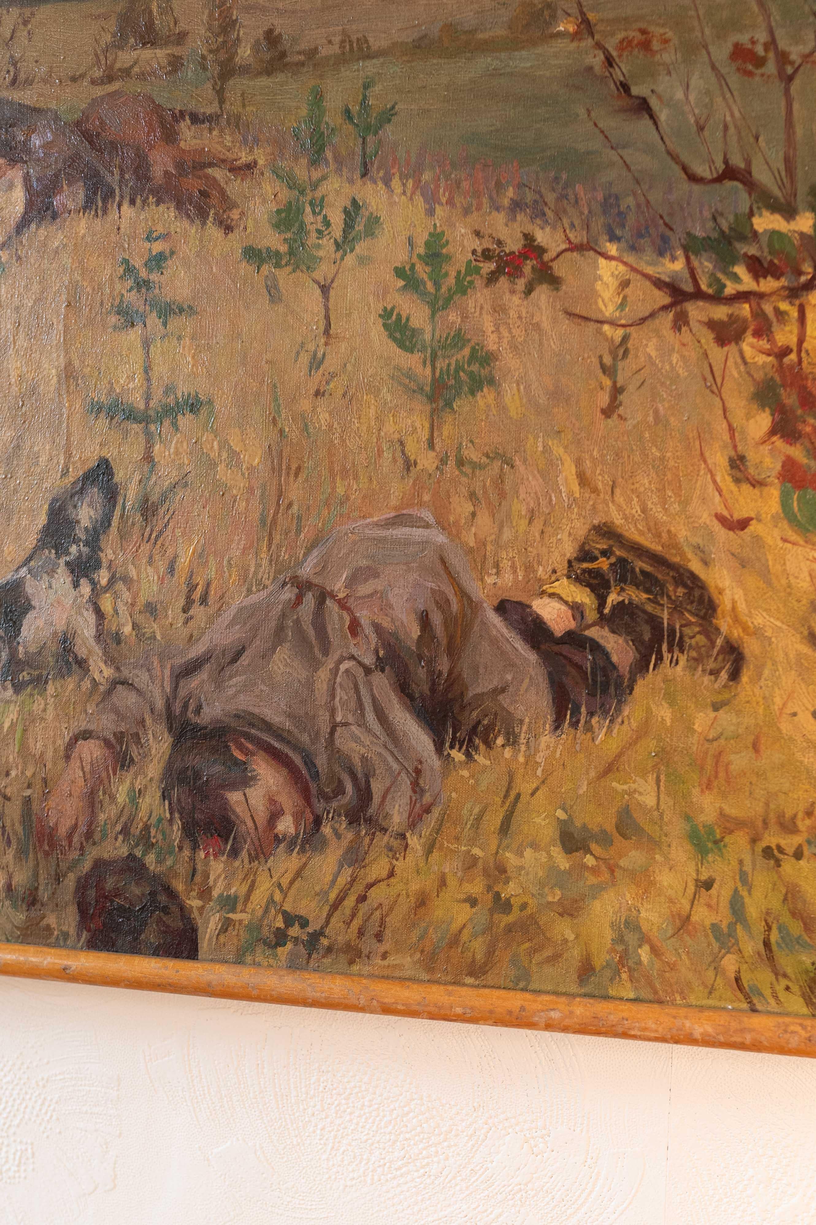 A Fascist Flew By - after Arkady Plastov - Brown Landscape Painting by Unknown