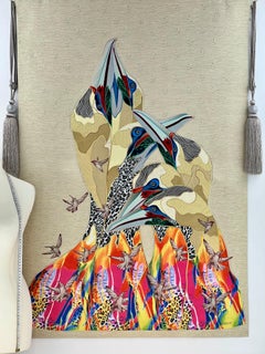A Flock of Seagulls, Textile Art on Fabric by Kostyantin Malginov, 2021