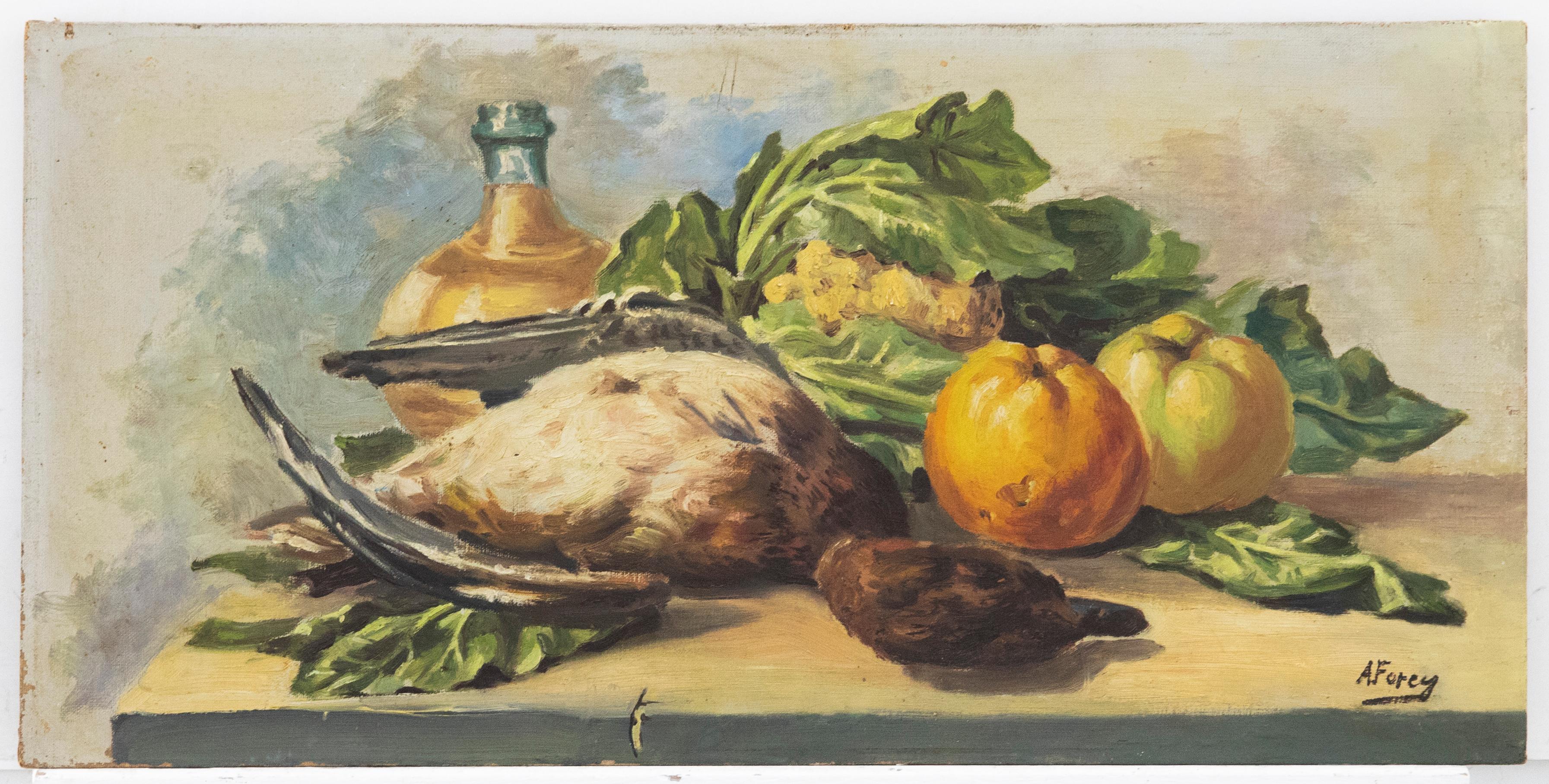 A. Forey - Mid 20th Century Oil, Still Life with Bird - Painting by Unknown