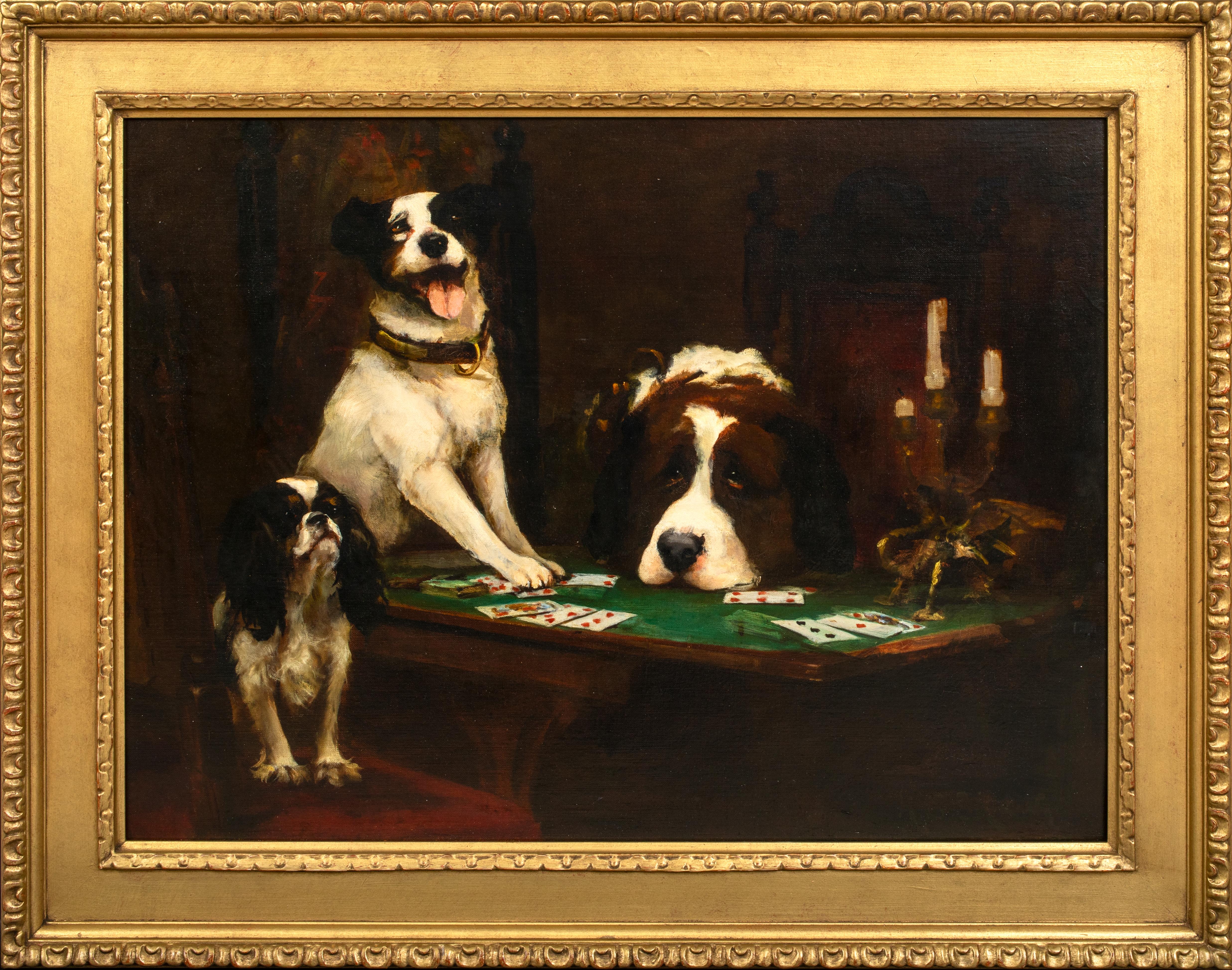 Unknown Animal Painting - A Game Of Cards, 19th Century   by Henry George Sharp (1834-1900)