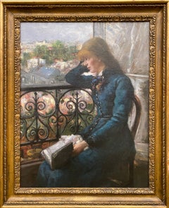A Girl on the Balcony, Artist 20th century, European School, Monogrammed