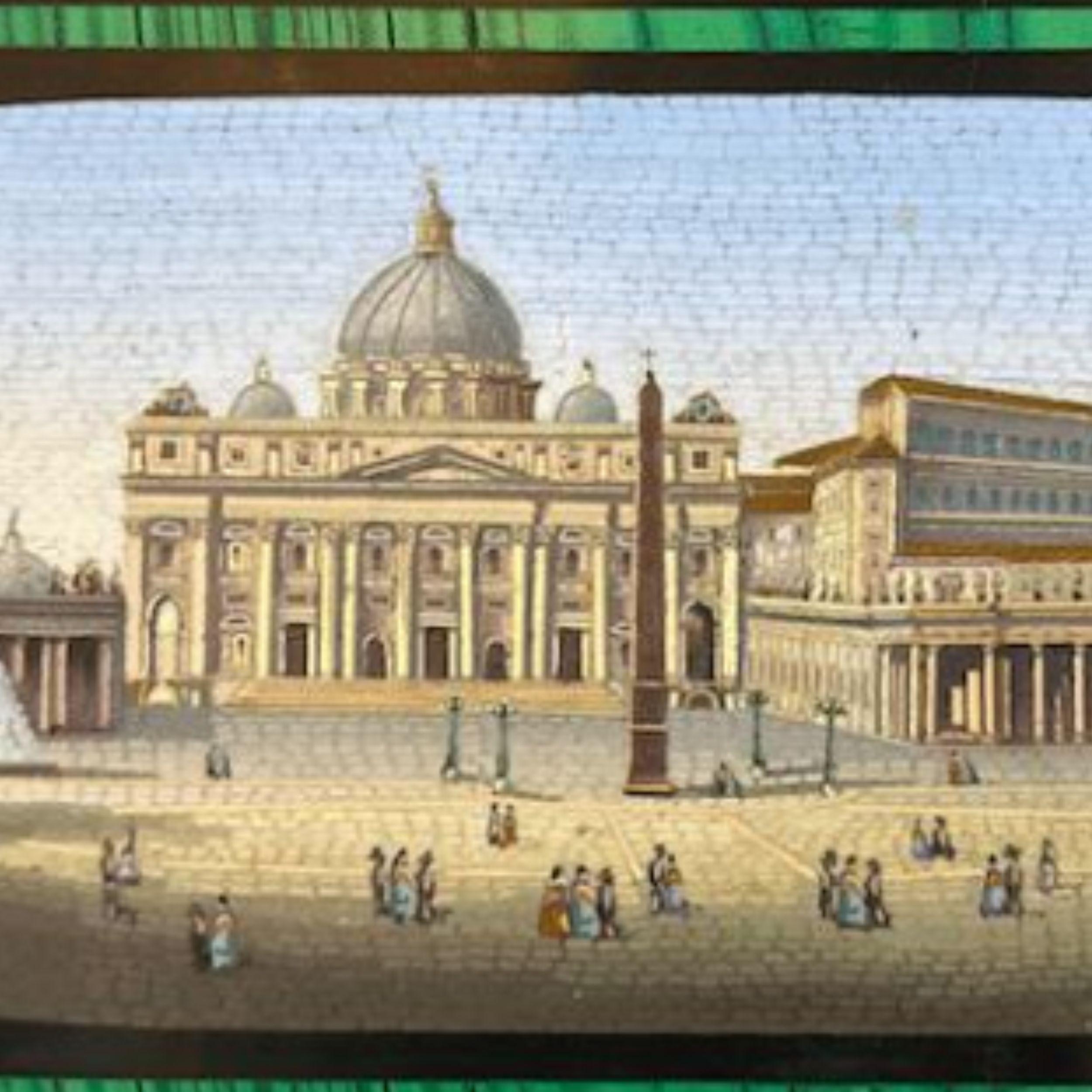 Uno scorcio della Città Eterna: Immagine di placca micro-mosaico antica italiana 