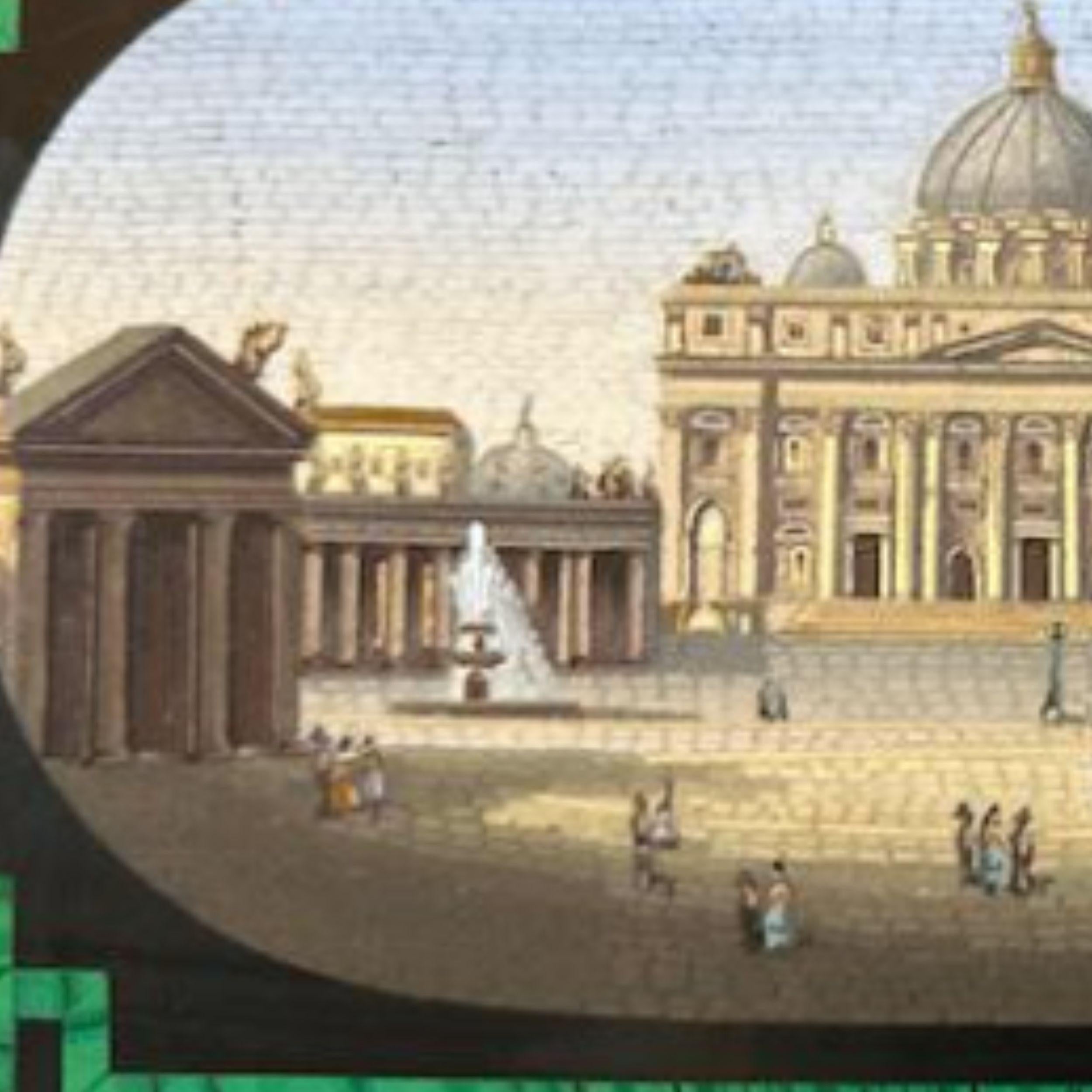 Uno scorcio della Città Eterna: Immagine di placca micro-mosaico antica italiana 