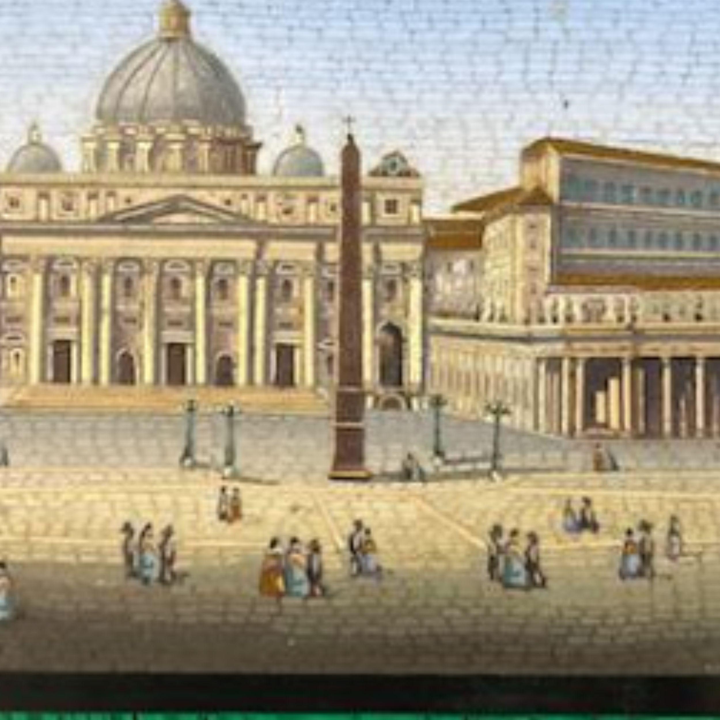 Uno scorcio della Città Eterna: Immagine di placca micro-mosaico antica italiana 