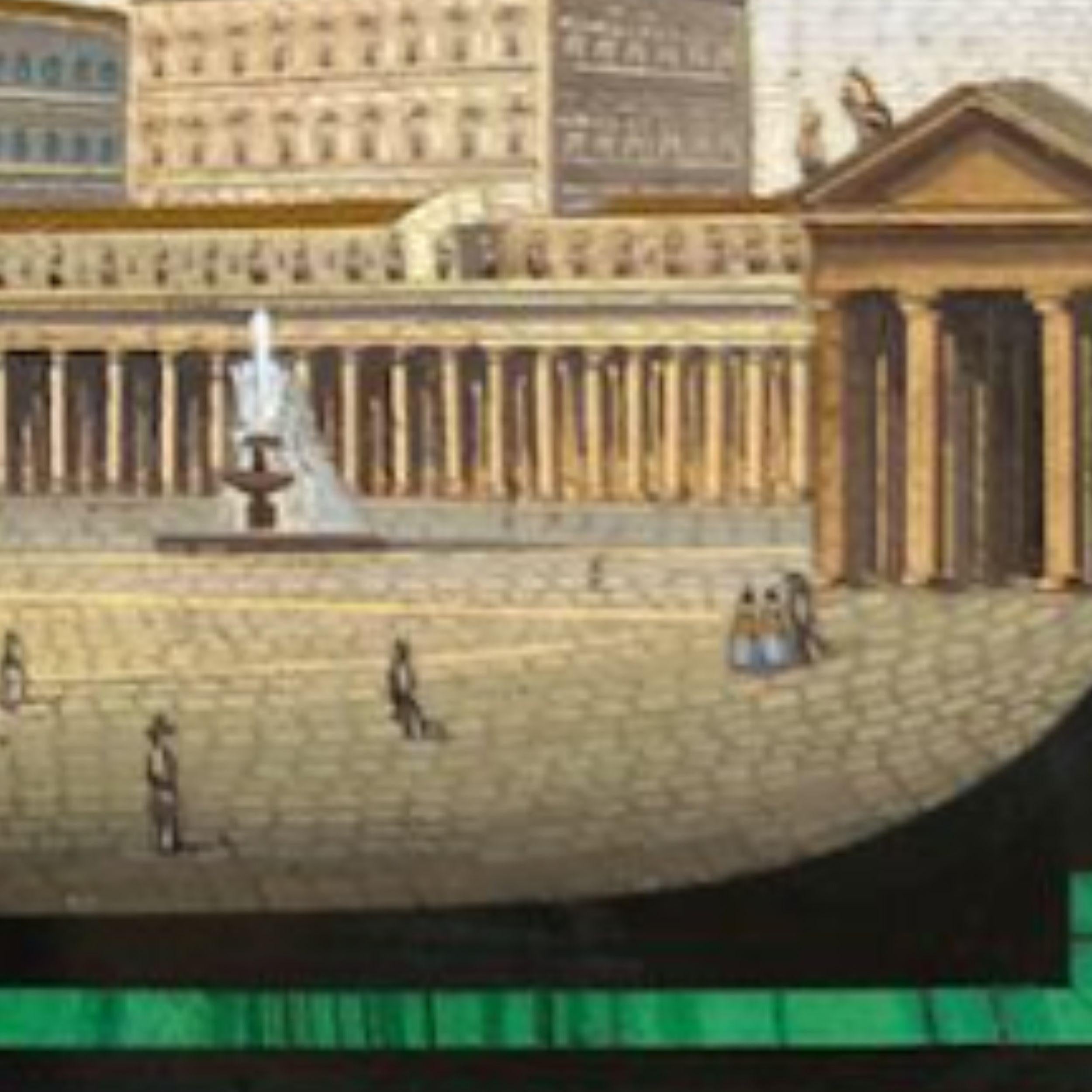 Uno scorcio della Città Eterna: Immagine di placca micro-mosaico antica italiana 