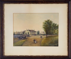 A Governor’s Mansion - Countryside Couple - Original Watercolor on Paper 1860s