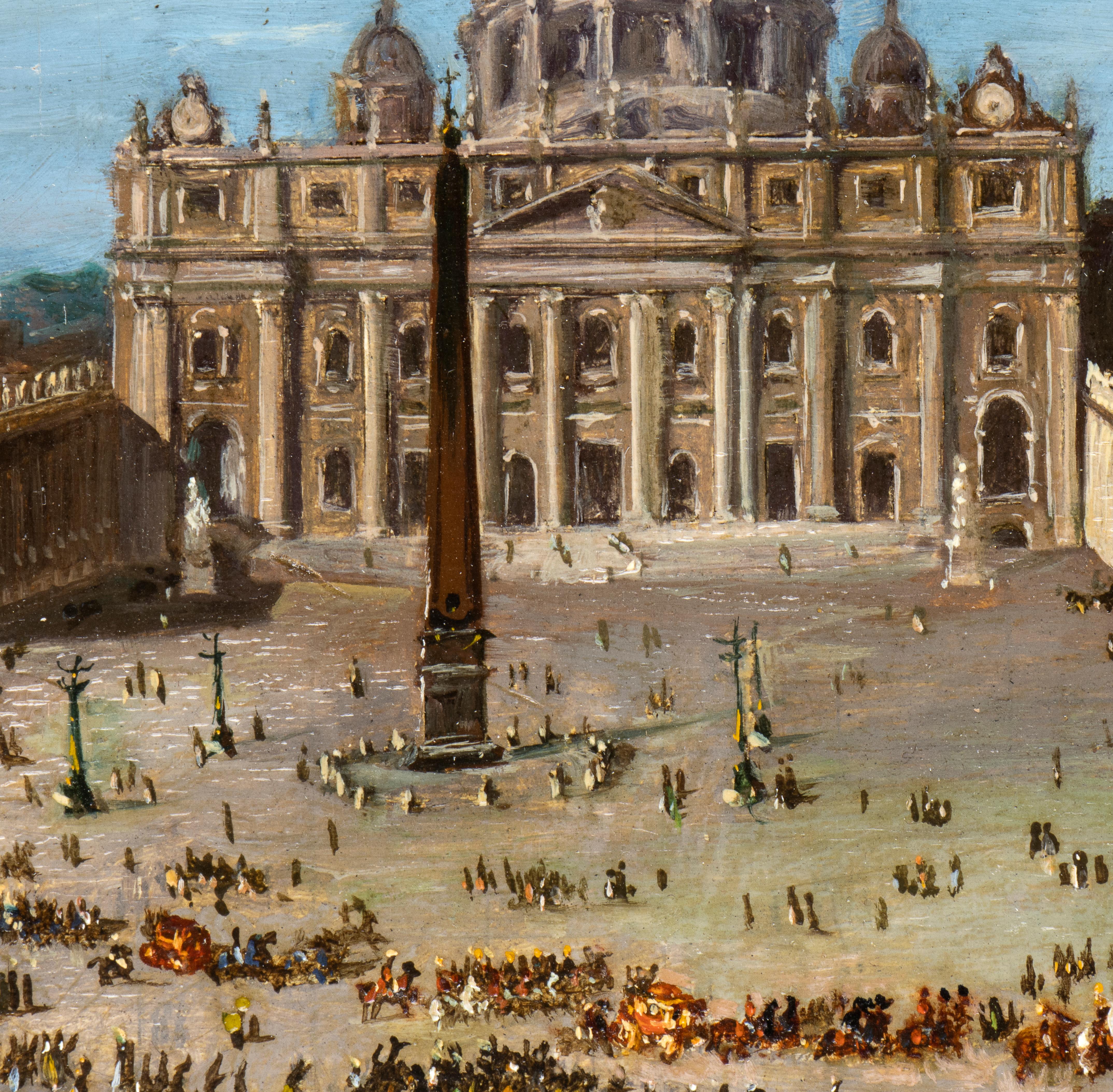 Collection'S 5 dipinti a olio con vedute di Roma del XIX secolo 8