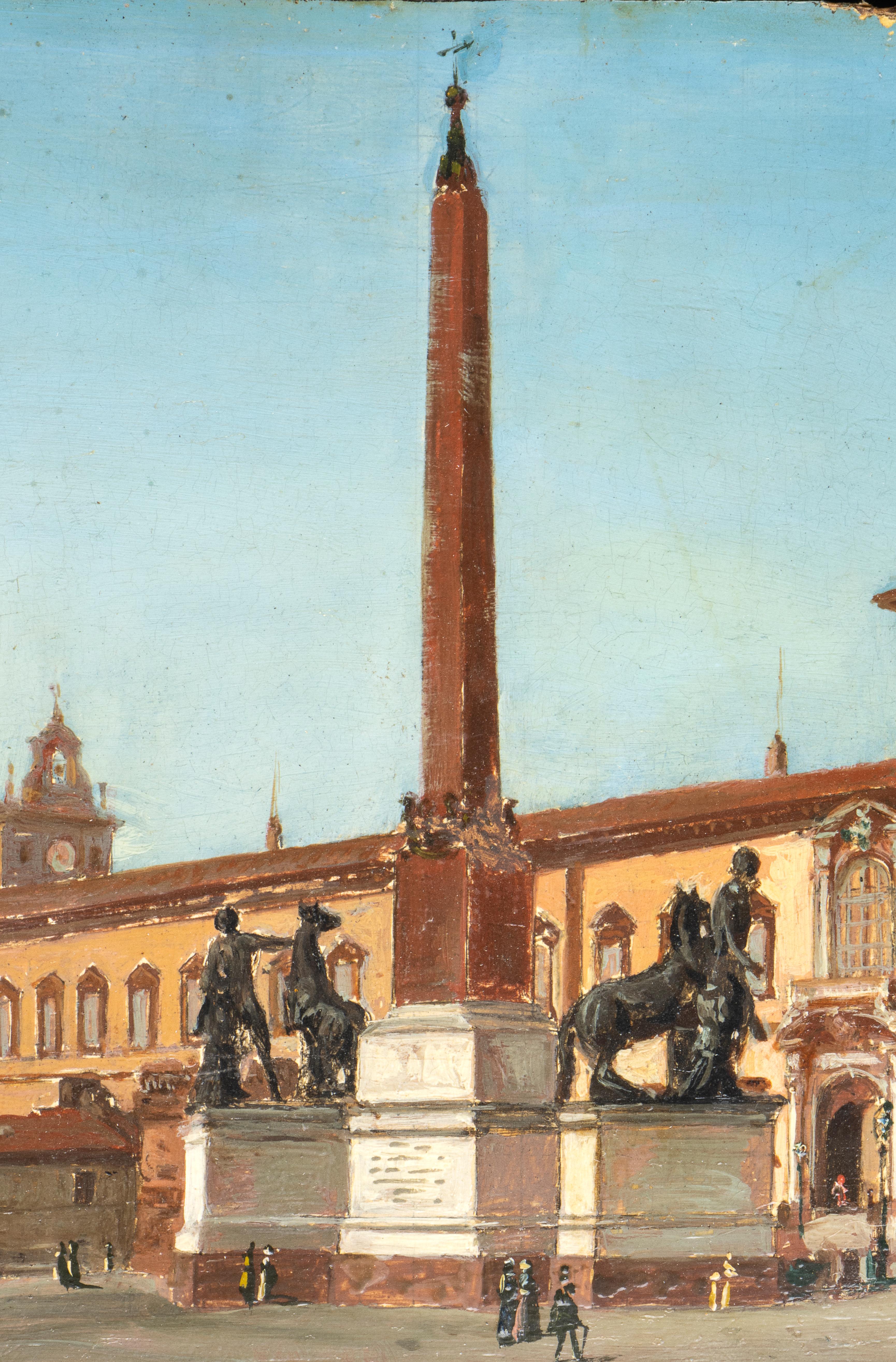 Collection'S 5 dipinti a olio con vedute di Roma del XIX secolo 11