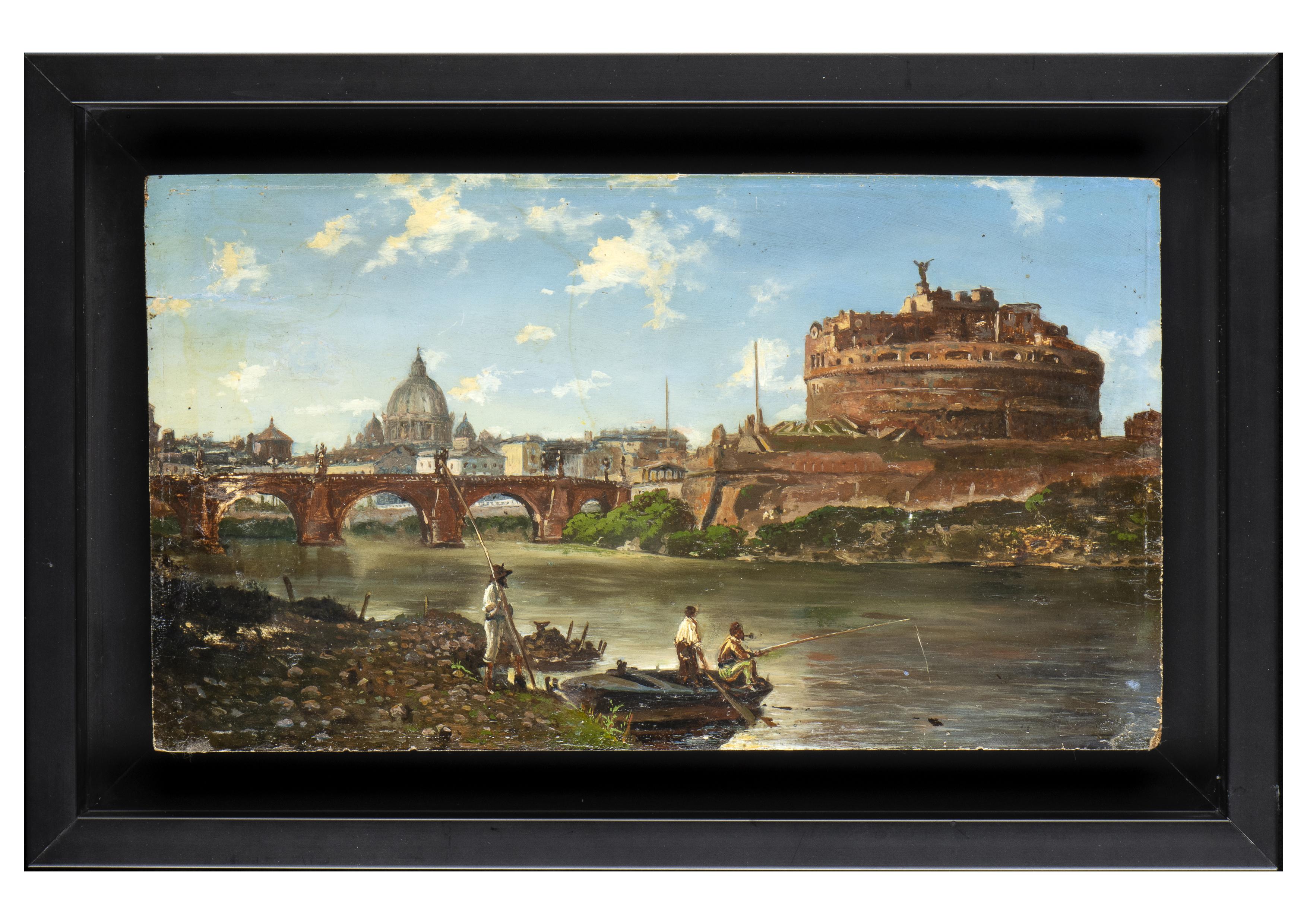 Collection'S 5 dipinti a olio con vedute di Roma del XIX secolo 14