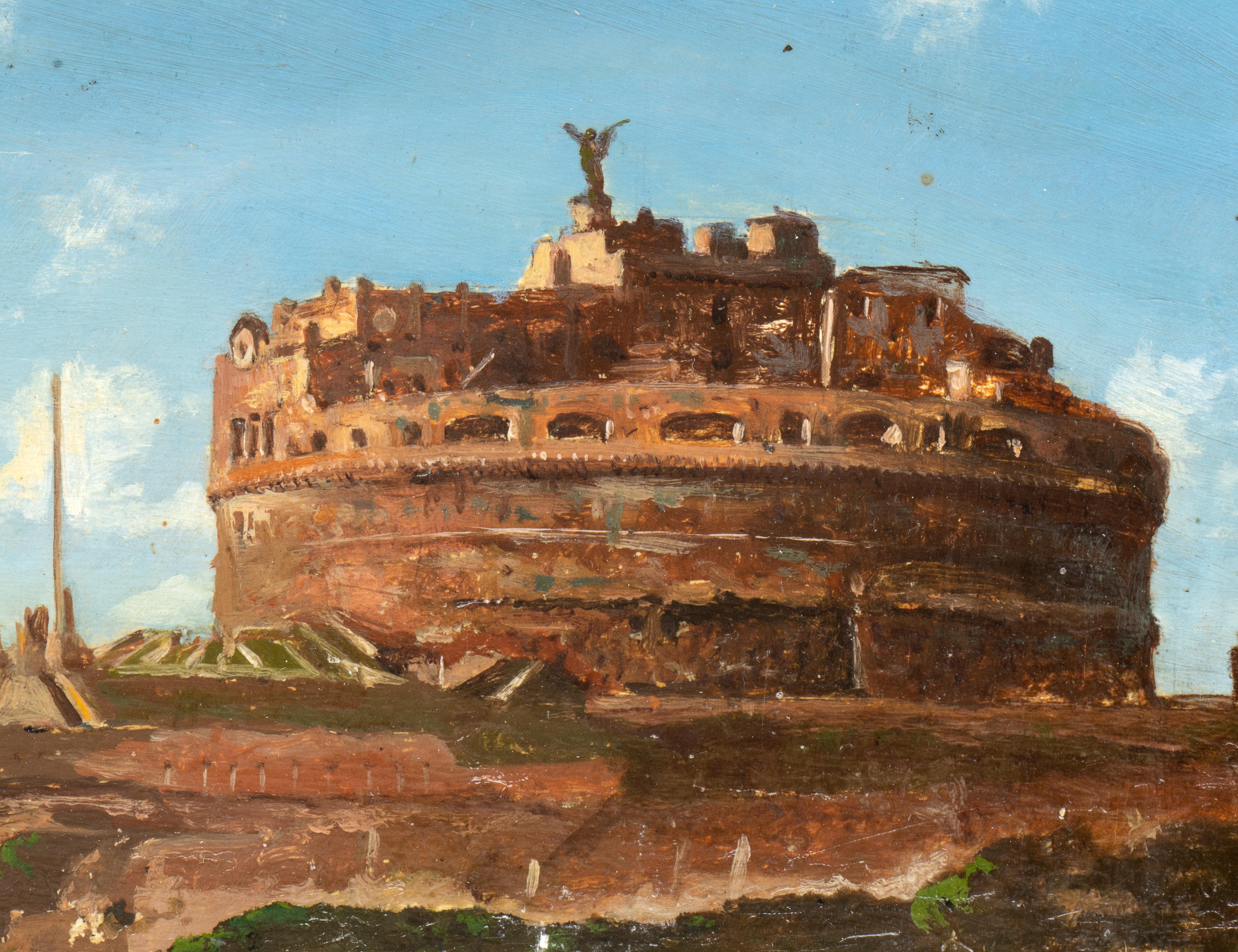 Collection'S 5 dipinti a olio con vedute di Roma del XIX secolo 15