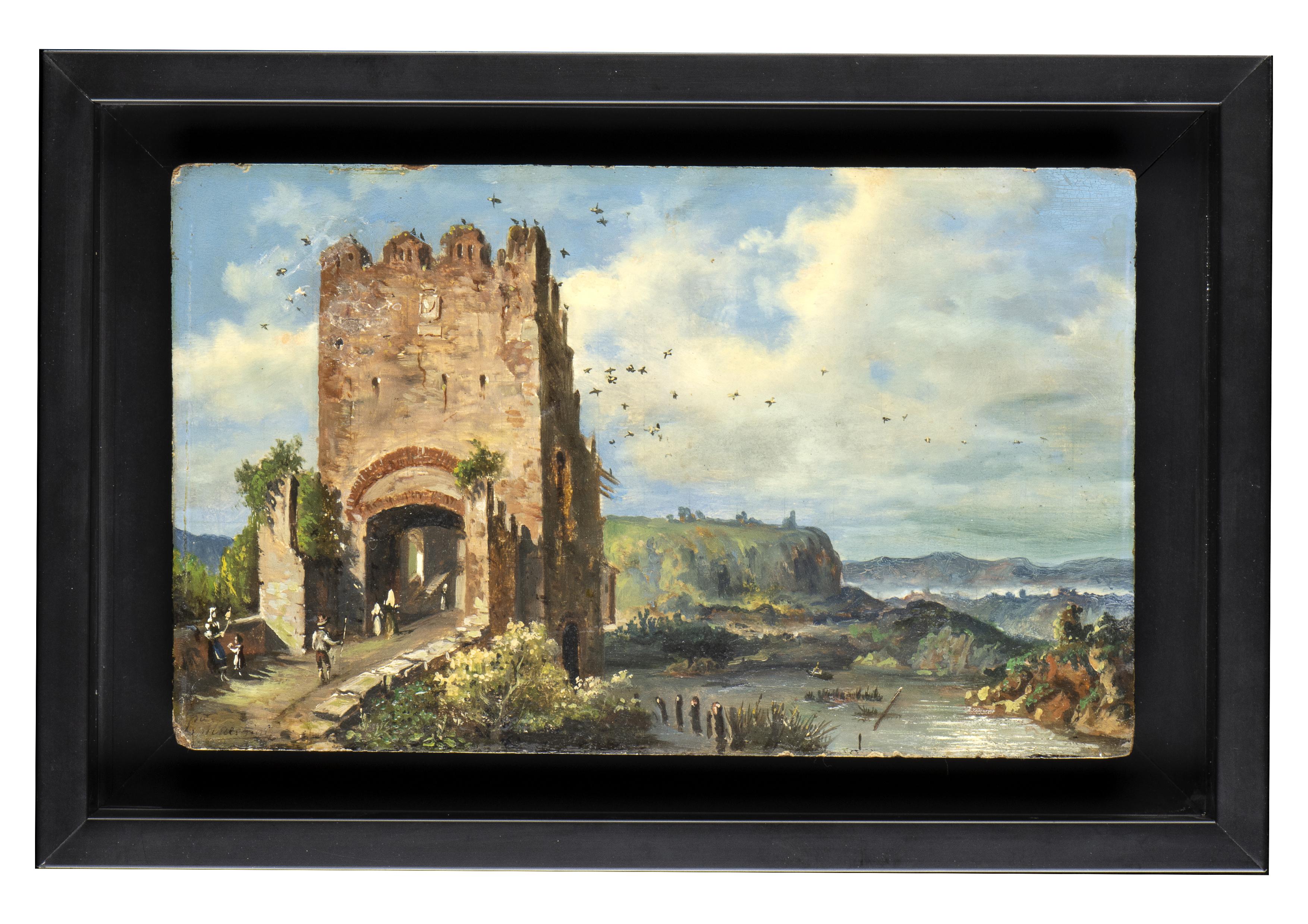 Collection'S 5 dipinti a olio con vedute di Roma del XIX secolo 2