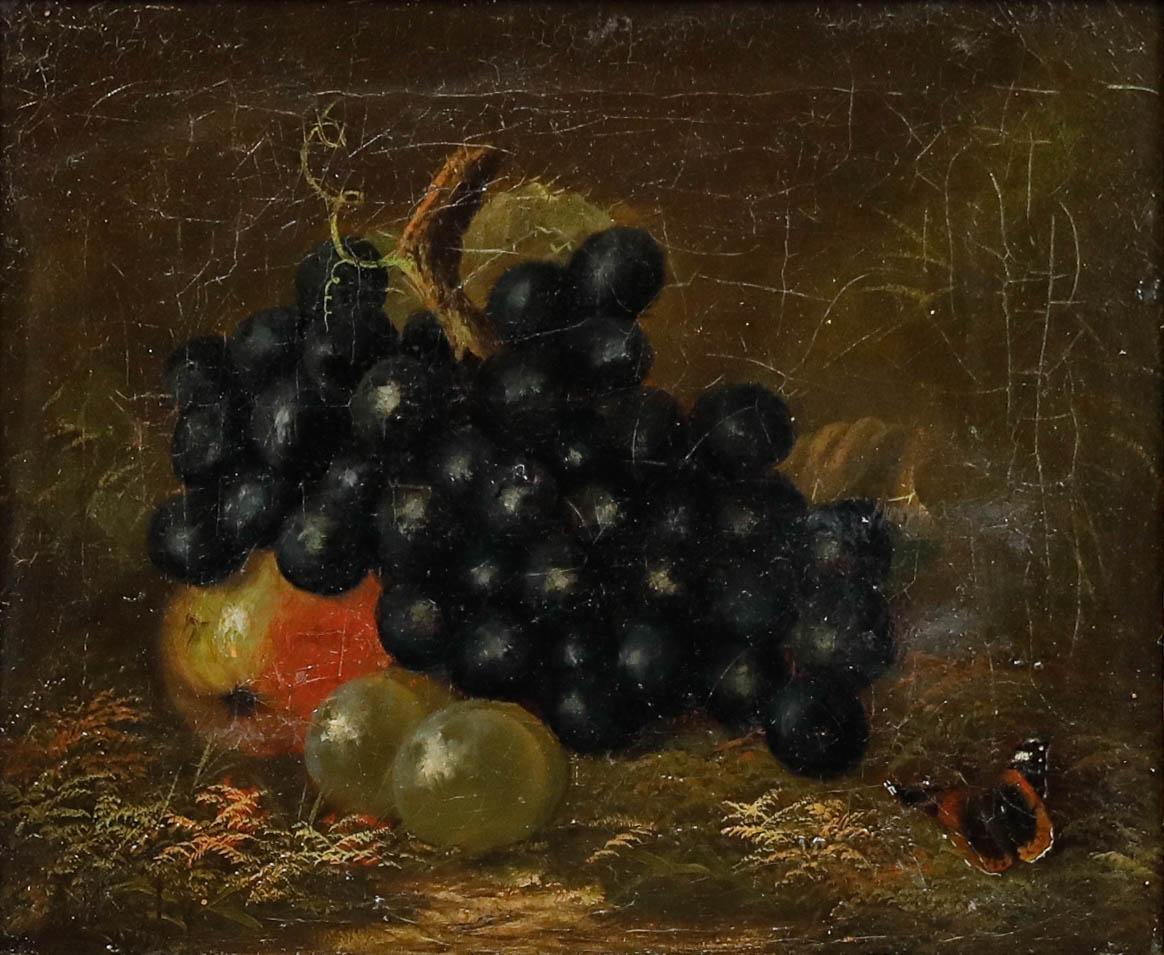 A. Kinsley - Gerahmtes Öl aus dem Jahr 1879, Früchte im Blattwerk – Painting von Unknown