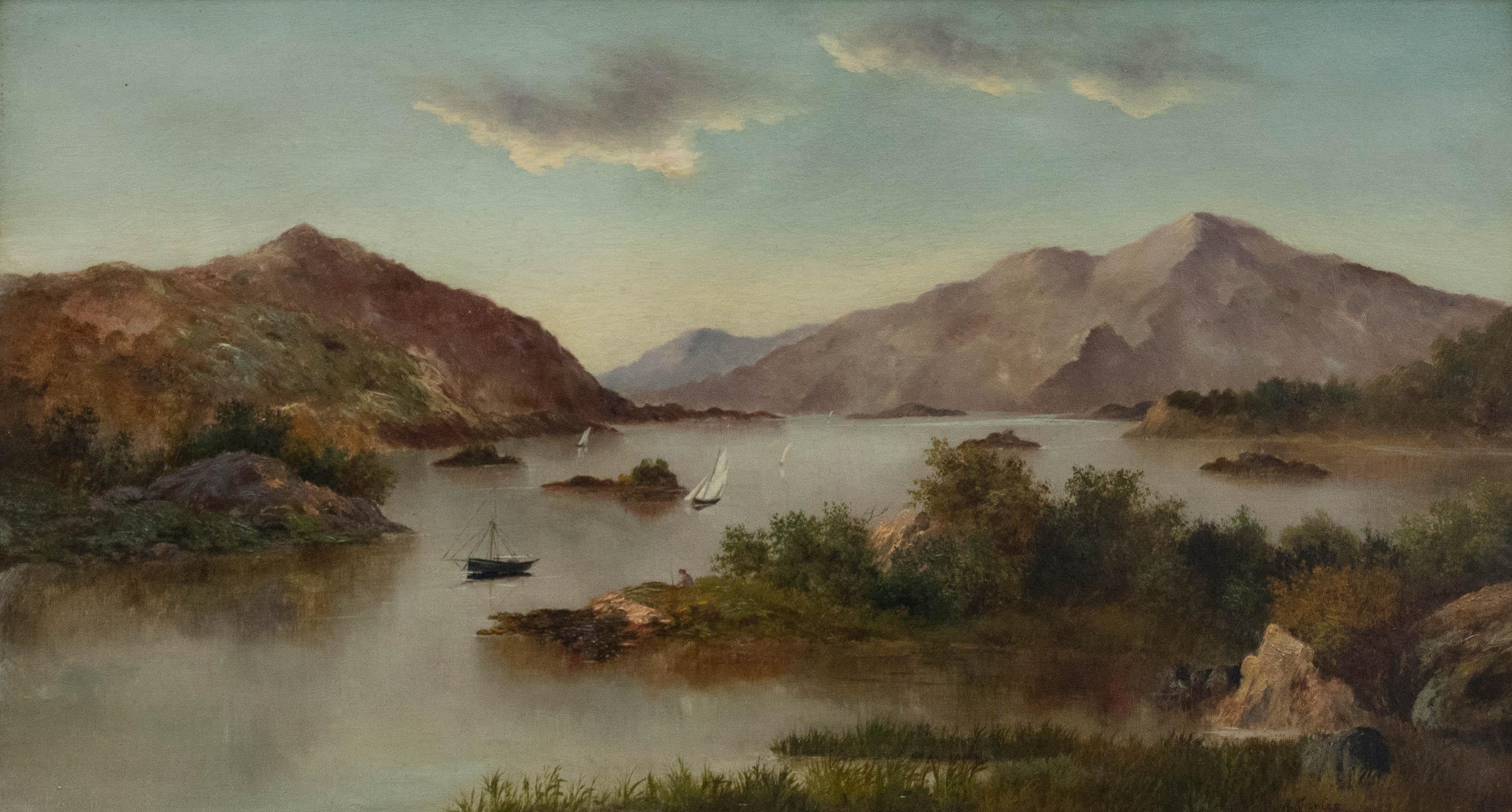 A. Knowles - Olio incorniciato della fine del XIX secolo, Vela sul Loch - Painting di Unknown