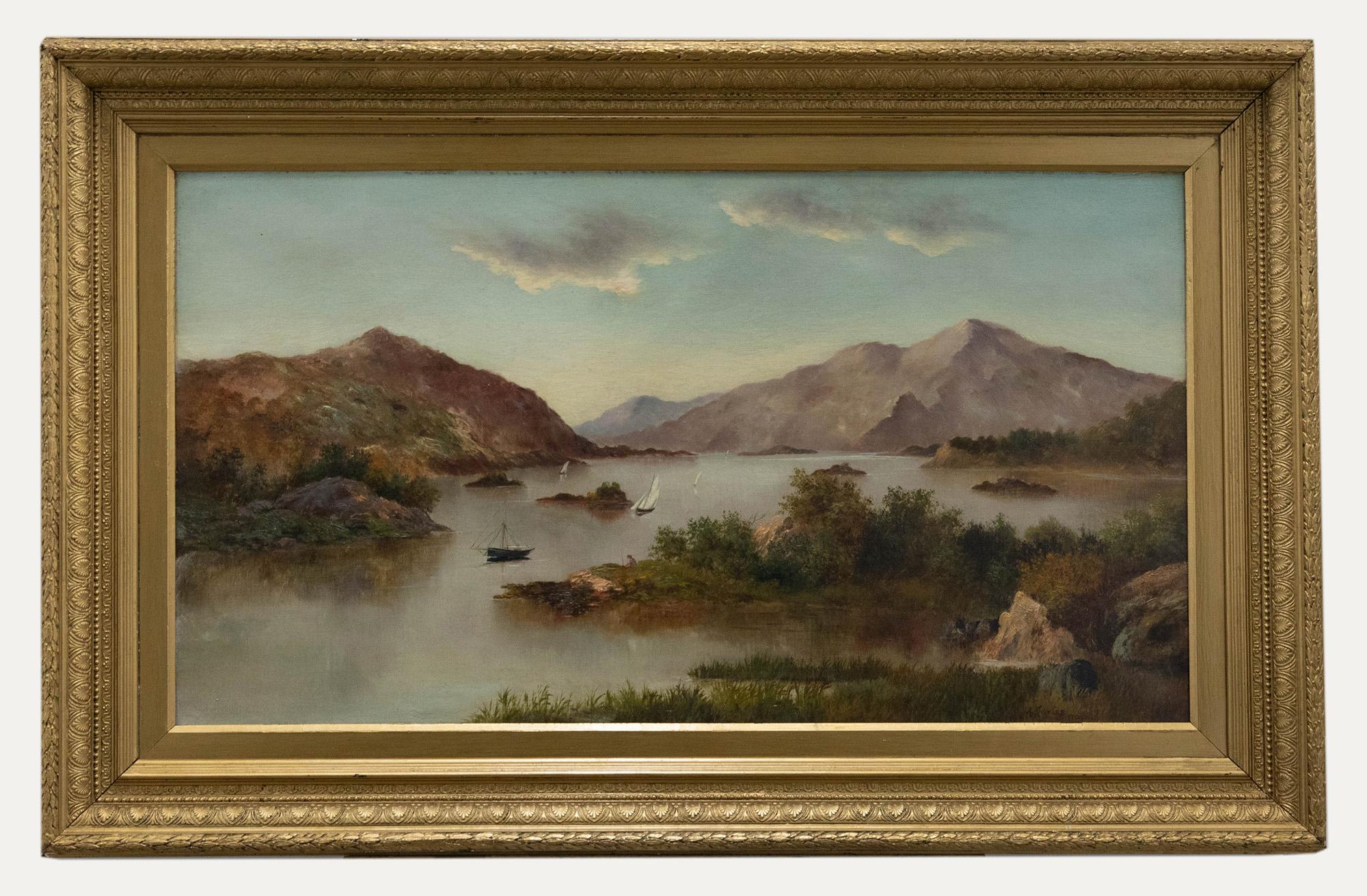 Unknown Landscape Painting - A. Knowles - Framed Late 19th Century Oil, Sailing on the Loch