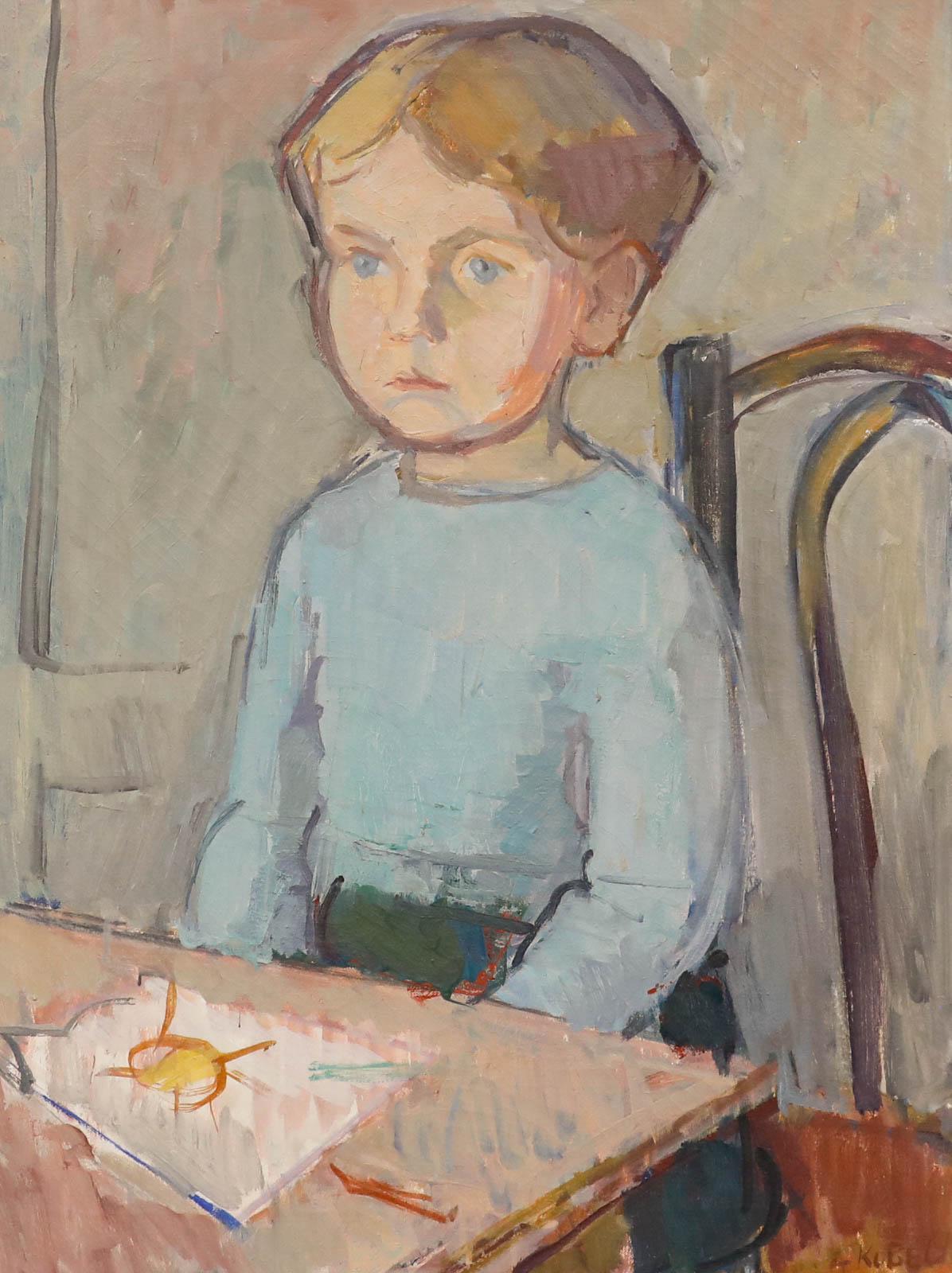 A. Kobel - 1955 Öl, Porträt von Anne-Marie – Painting von Unknown