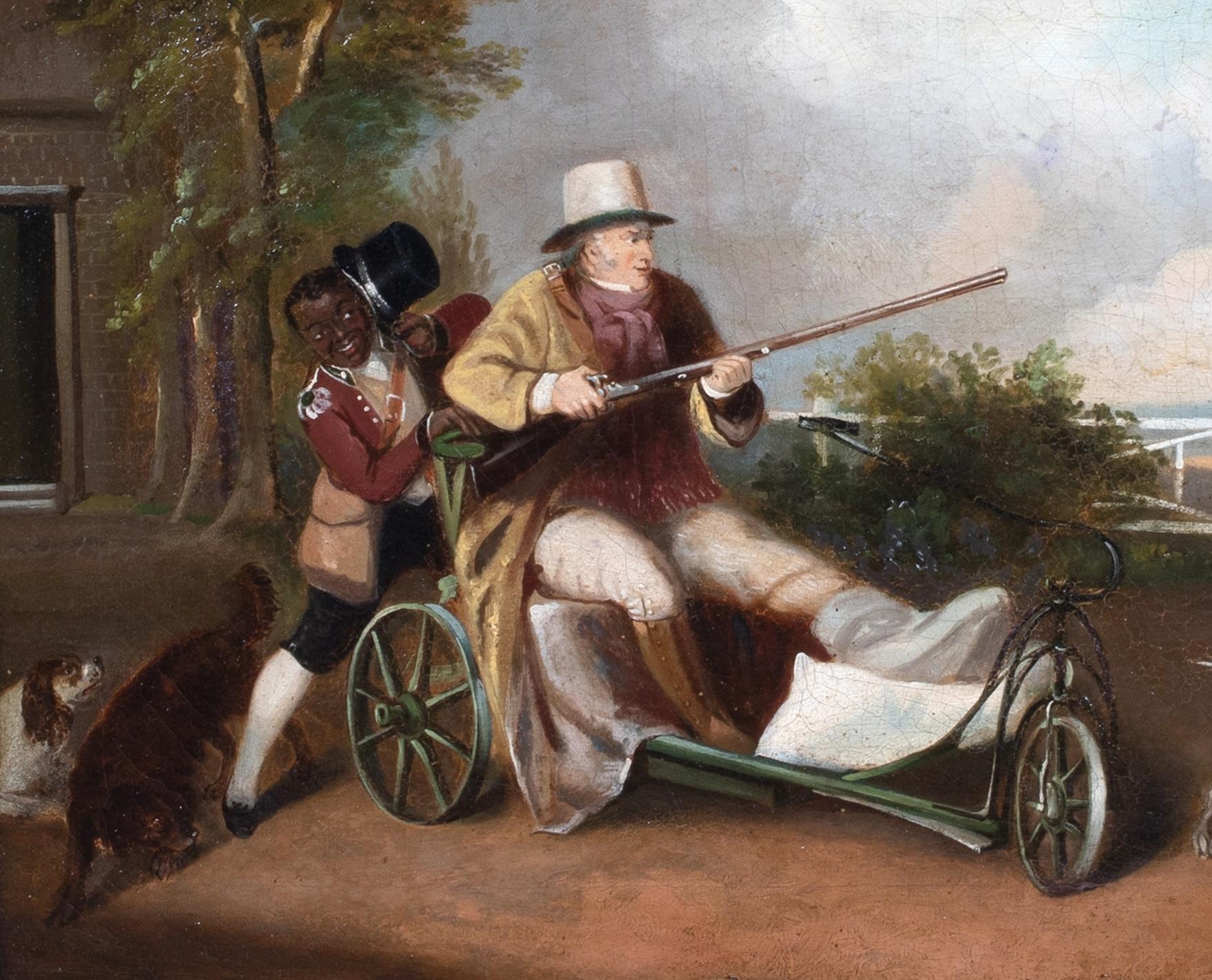 A Landowner, Servant & Dogs - Before the Hunt, 19th Century 

English School - unusual sporting scene

Circa 1850 English School sporting scene with a landowner, servant and various dogs, oil on canvas. Scene before the hunt at the gates of the