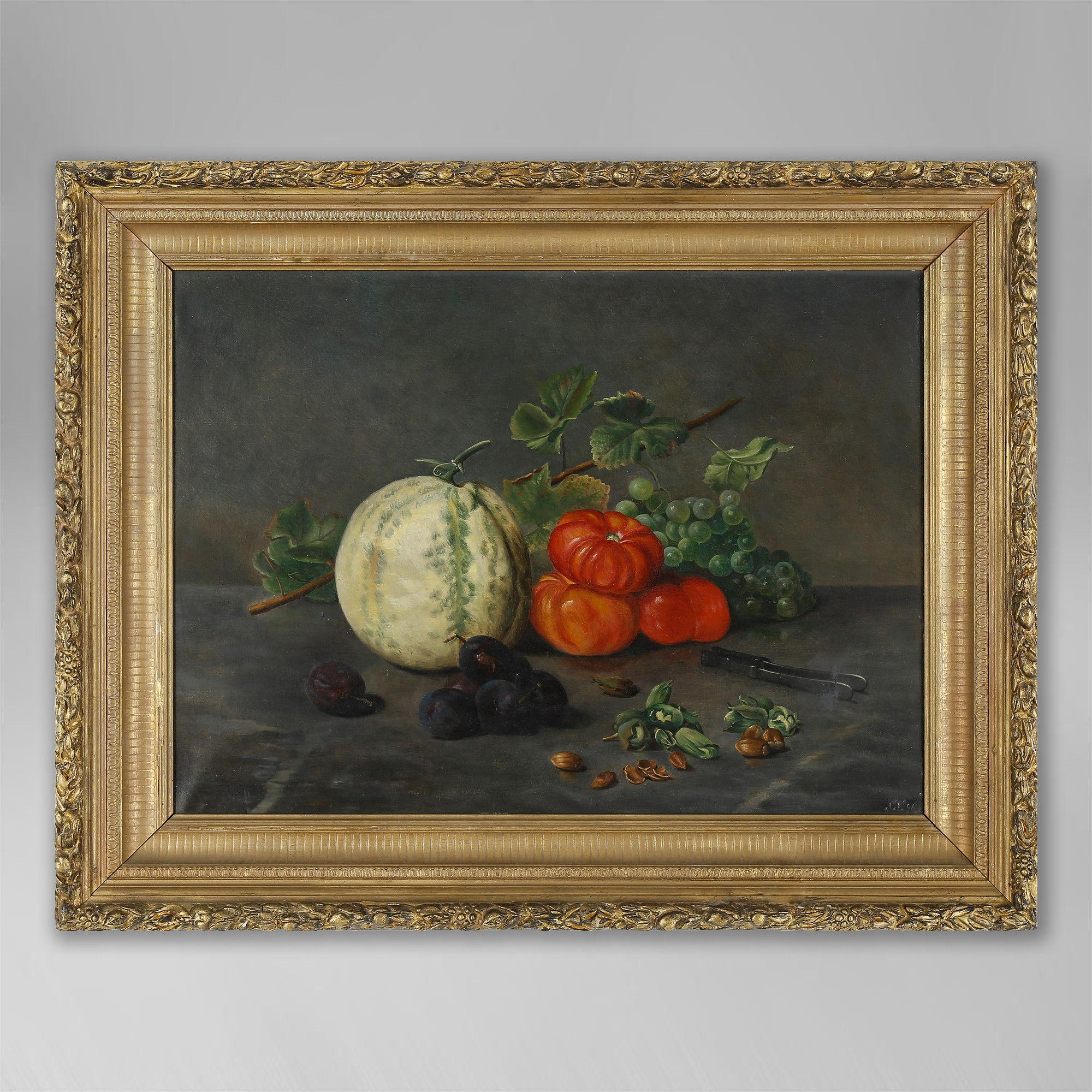 A Late 19th Century Still Life of Fruit, Oil on Canvas 