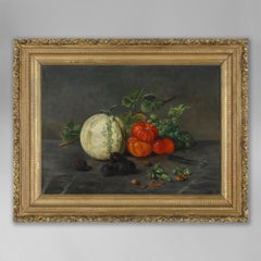 Antique A Late 19th Century Still Life of Fruit, Oil on Canvas 