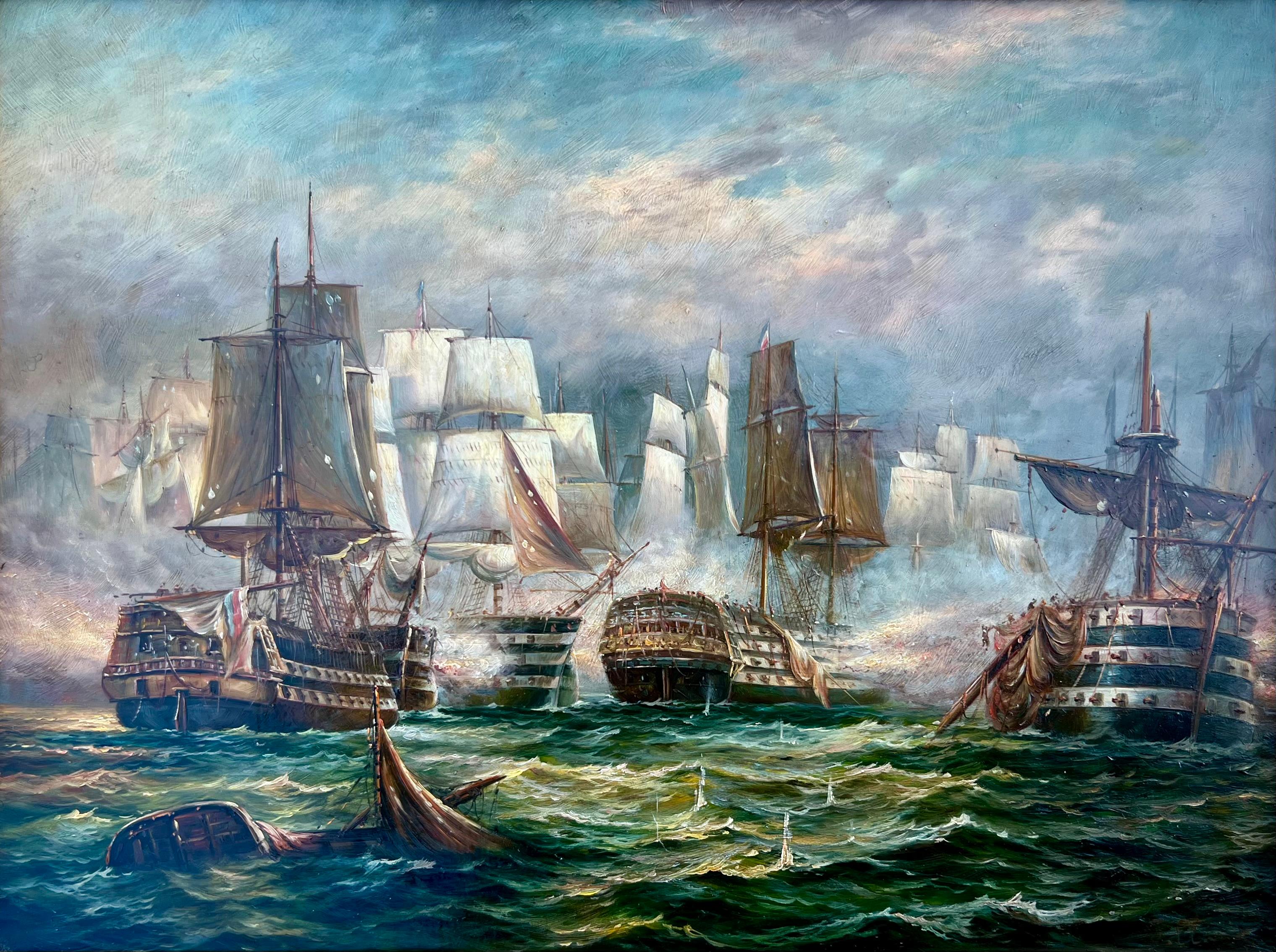 Ein lebhaftes Engagement der Marine – Painting von Unknown