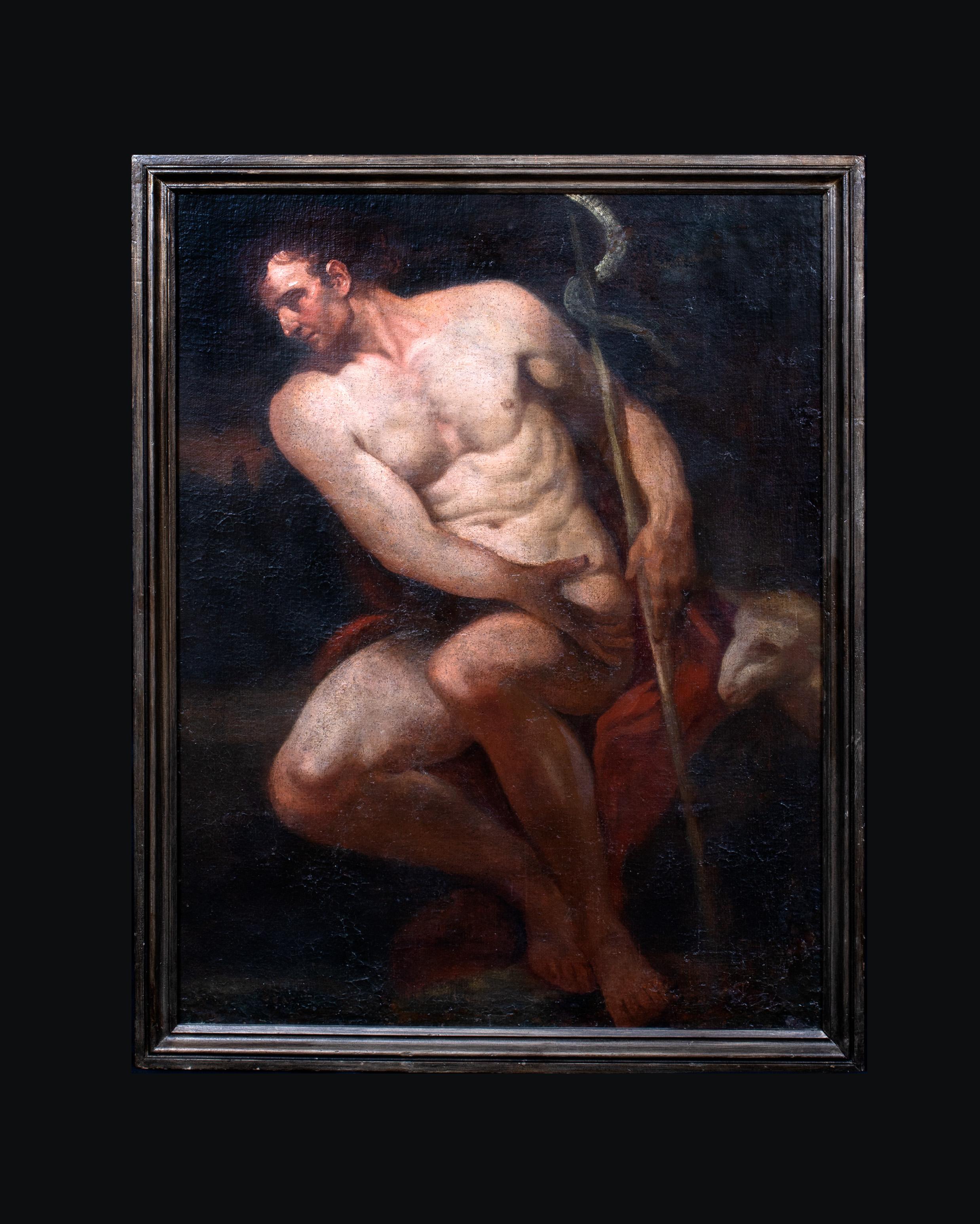 A Male Model As St John In The Wilderness, 17th Century  - Painting by Unknown