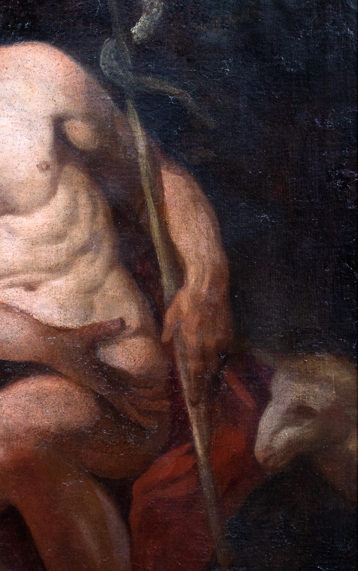 A Male Model As St John In The Wilderness, 17th Century

Italian Baroque School circa 1650

Large 17th Century Italian Baroque School depiction of a nude male as St John In The Wilderness, oil on canvas. Excellent quality and condition study of the