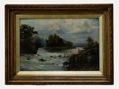A. Maxwell - Victorian School  19th Century Oil, Fly Fishing