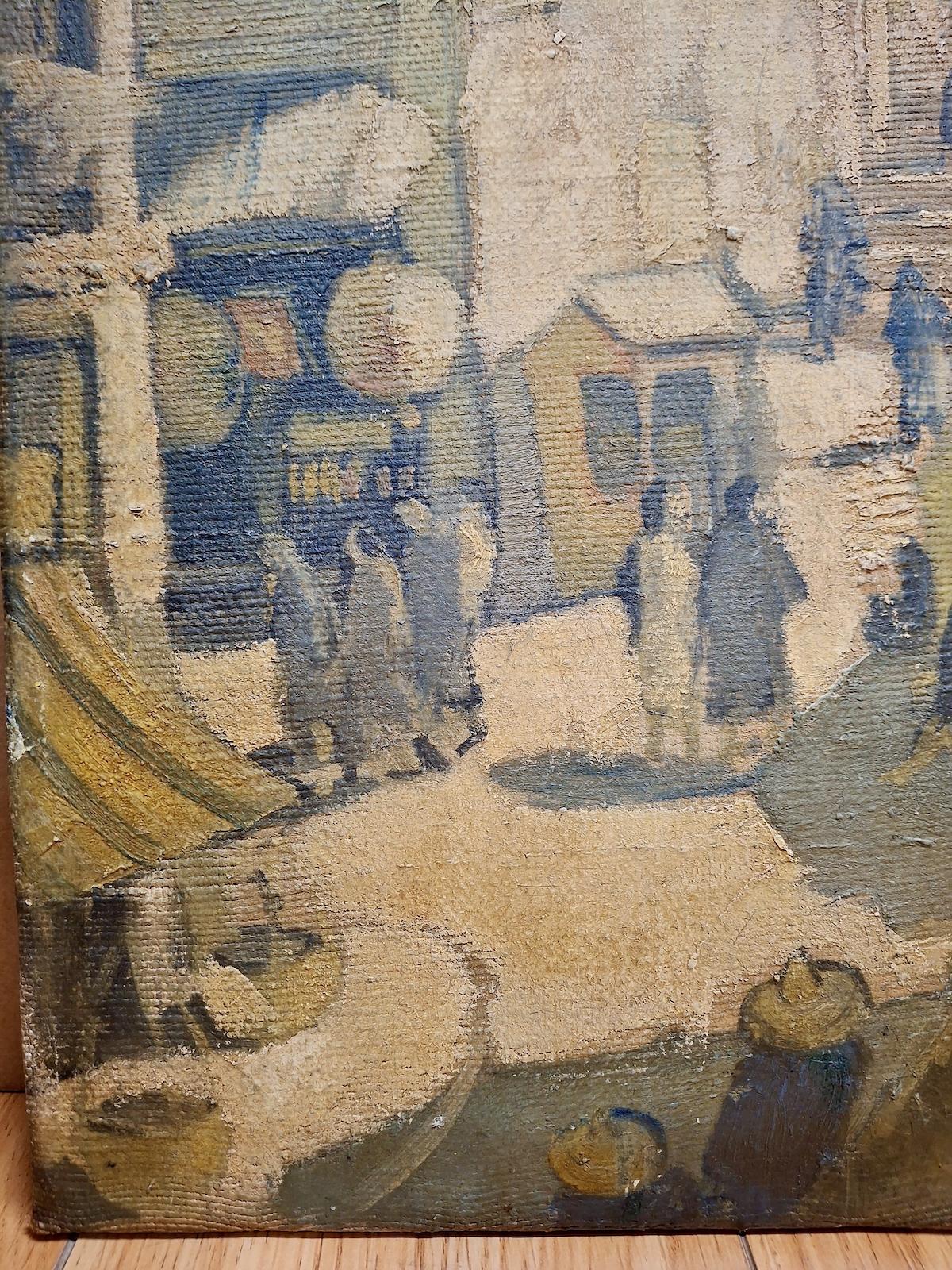 Escena de un pueblo mexicano en la ladera - Painting de Unknown