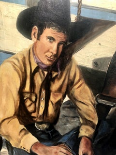 A Mid 20th-century American Cowboy Prepares for a Ride