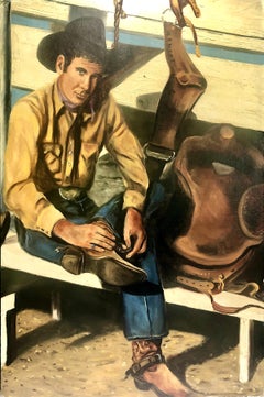 A Mid 20th-century American Cowboy Prepares for a Ride