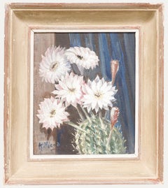 A. Nicod - Gerahmtes Öl aus der Mitte des 20. Jahrhunderts, Blühender Kaktus