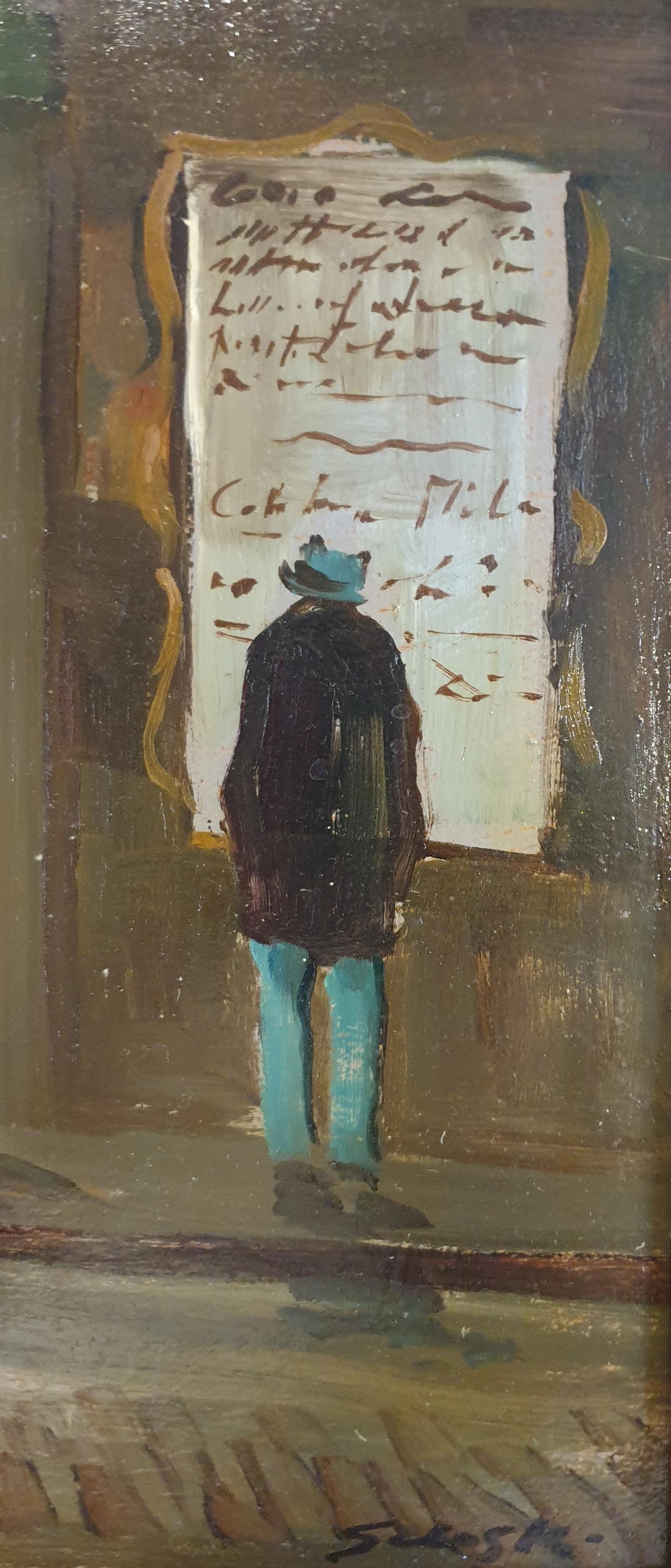 A Night out at the Cinema. Italian Mid-Century Oil on Board.  For Sale 1