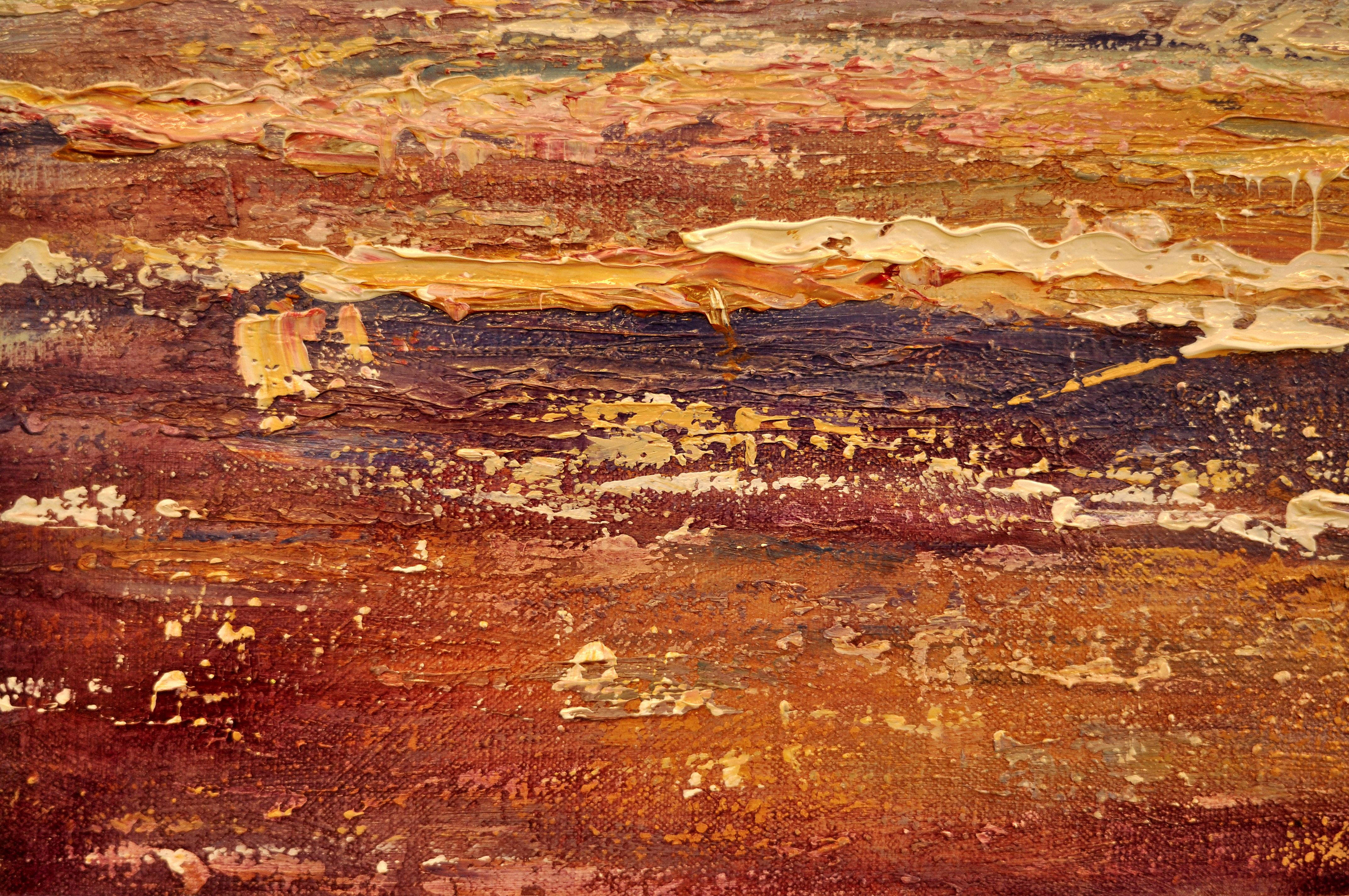 A Northern Coast - Abstract seascape by John Parker - Brown Landscape Painting by Unknown