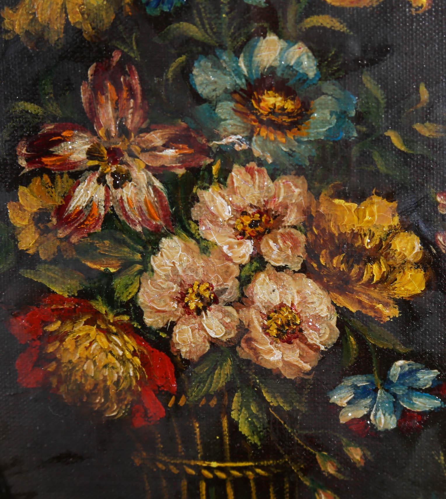 Coppia di olii di scuola italiana del XX secolo - Studi di nature morte floreali 2