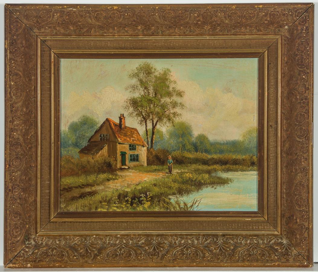 Unknown Landscape Painting - A Pair of Early 20th Century Gilt Framed Oils - English School River Landscapes